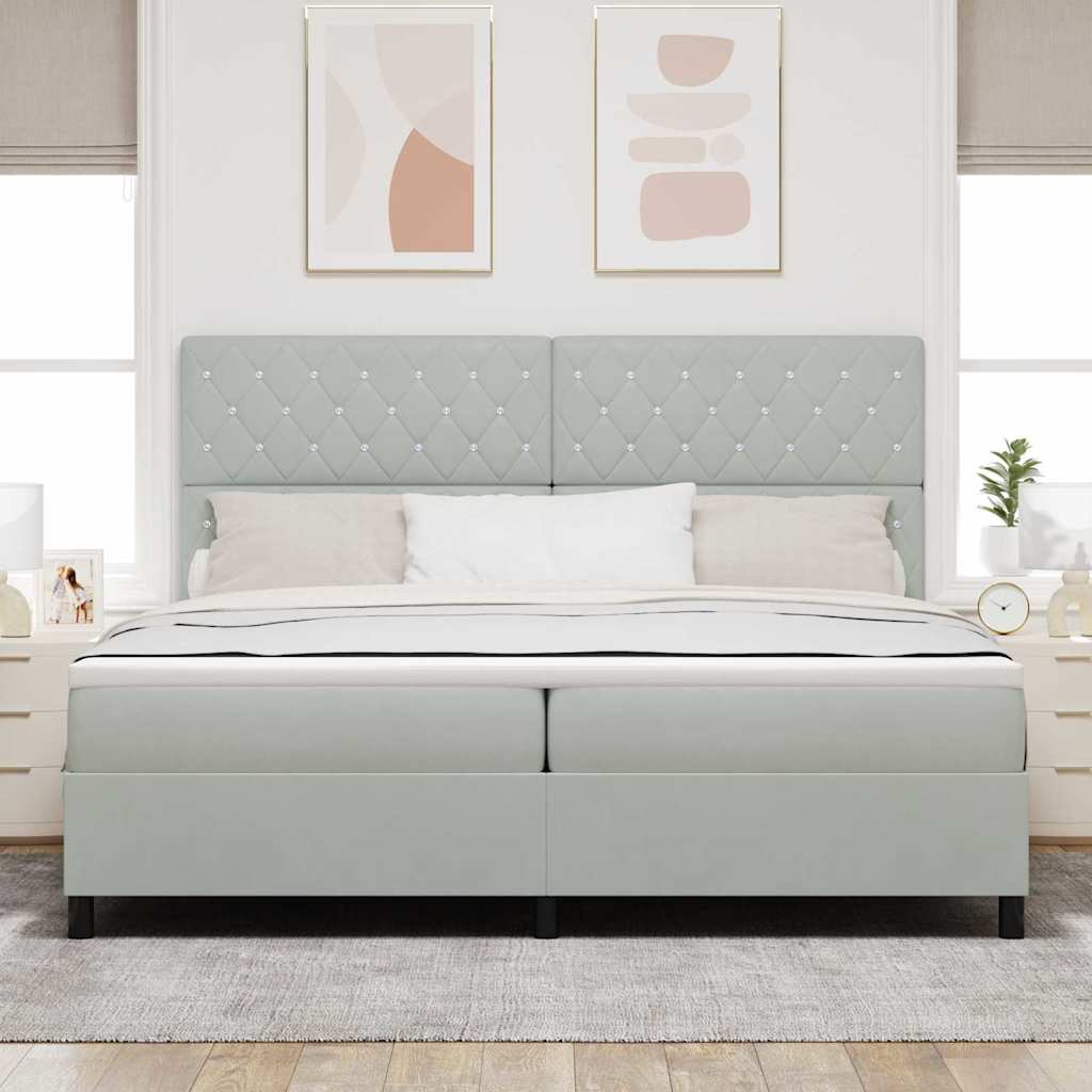 Boxspringbed met matras Lichtgrijs 200 x 200 cm Fluweel is nu te koop bij PeponiXL, paradijselijk wonen!