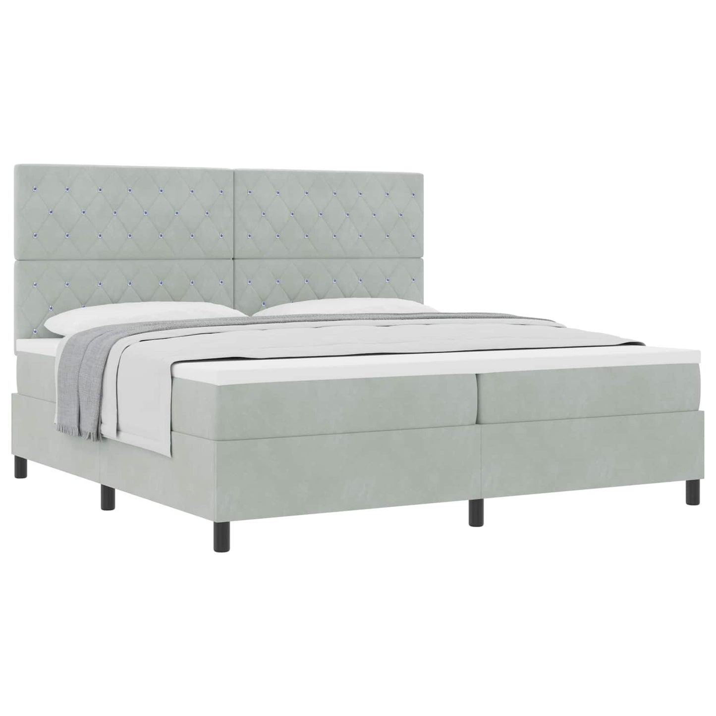Boxspringbed met matras Lichtgrijs 200 x 200 cm Fluweel is nu te koop bij PeponiXL, paradijselijk wonen!