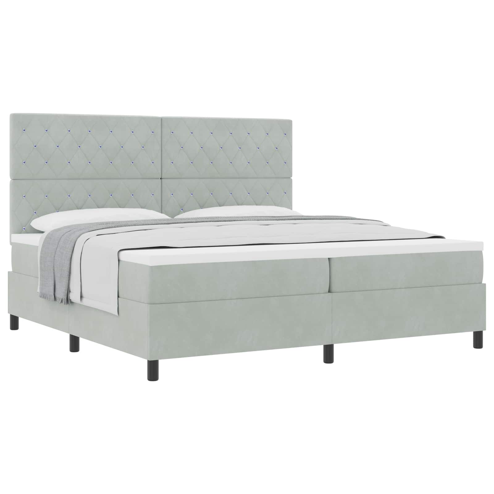 Boxspringbed met matras Lichtgrijs 200 x 200 cm Fluweel is nu te koop bij PeponiXL, paradijselijk wonen!