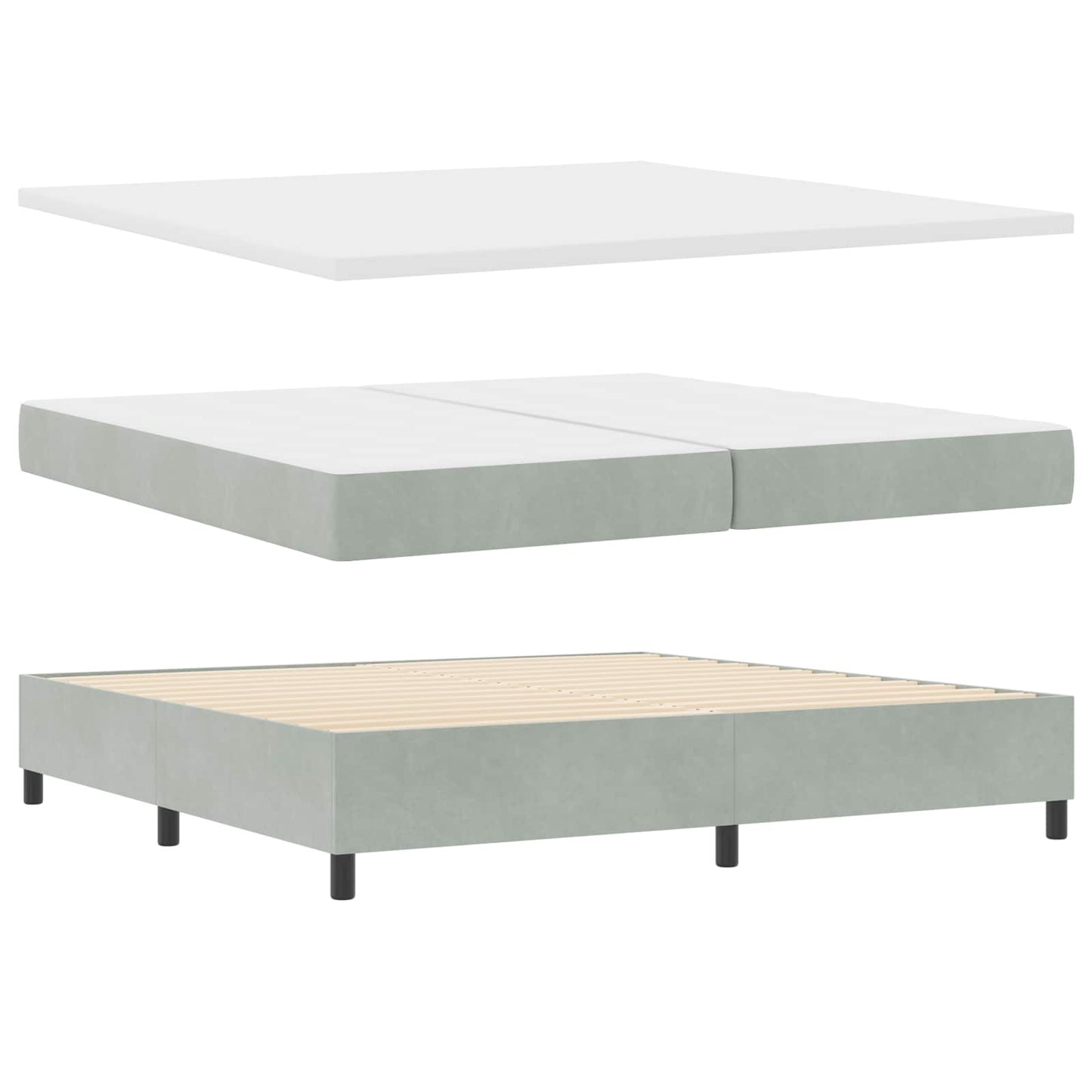 Boxspringbed met matras Lichtgrijs 200 x 200 cm Fluweel is nu te koop bij PeponiXL, paradijselijk wonen!