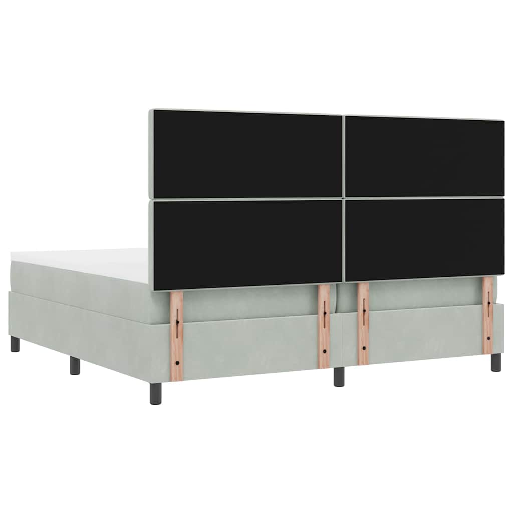 Boxspringbed met matras Lichtgrijs 200 x 200 cm Fluweel is nu te koop bij PeponiXL, paradijselijk wonen!