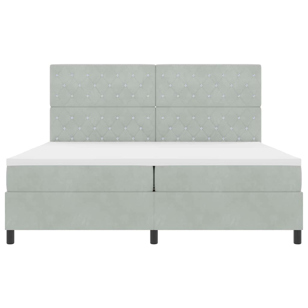 Boxspringbed met matras Lichtgrijs 200 x 200 cm Fluweel is nu te koop bij PeponiXL, paradijselijk wonen!