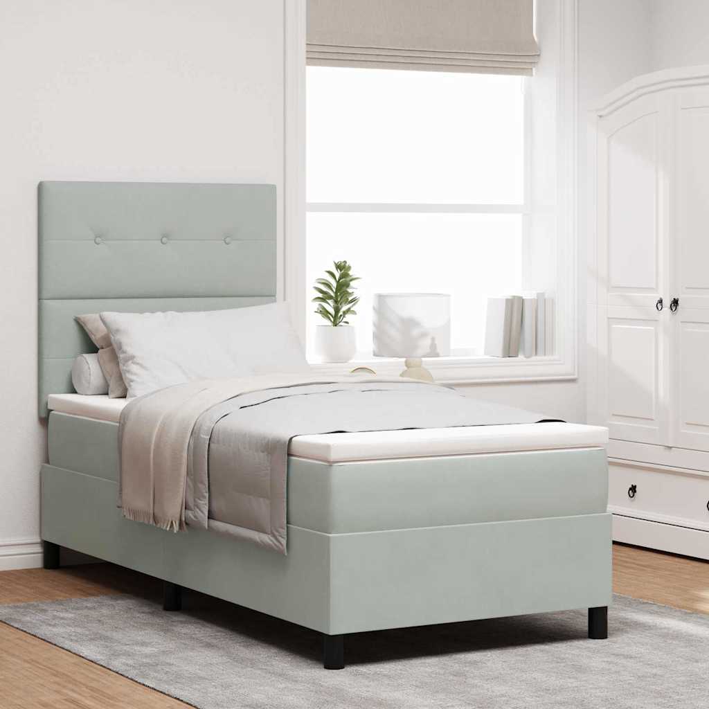 Boxspringbed met matras Lichtgrijs 80 x 200 cm Fluweel is nu te koop bij PeponiXL, paradijselijk wonen!