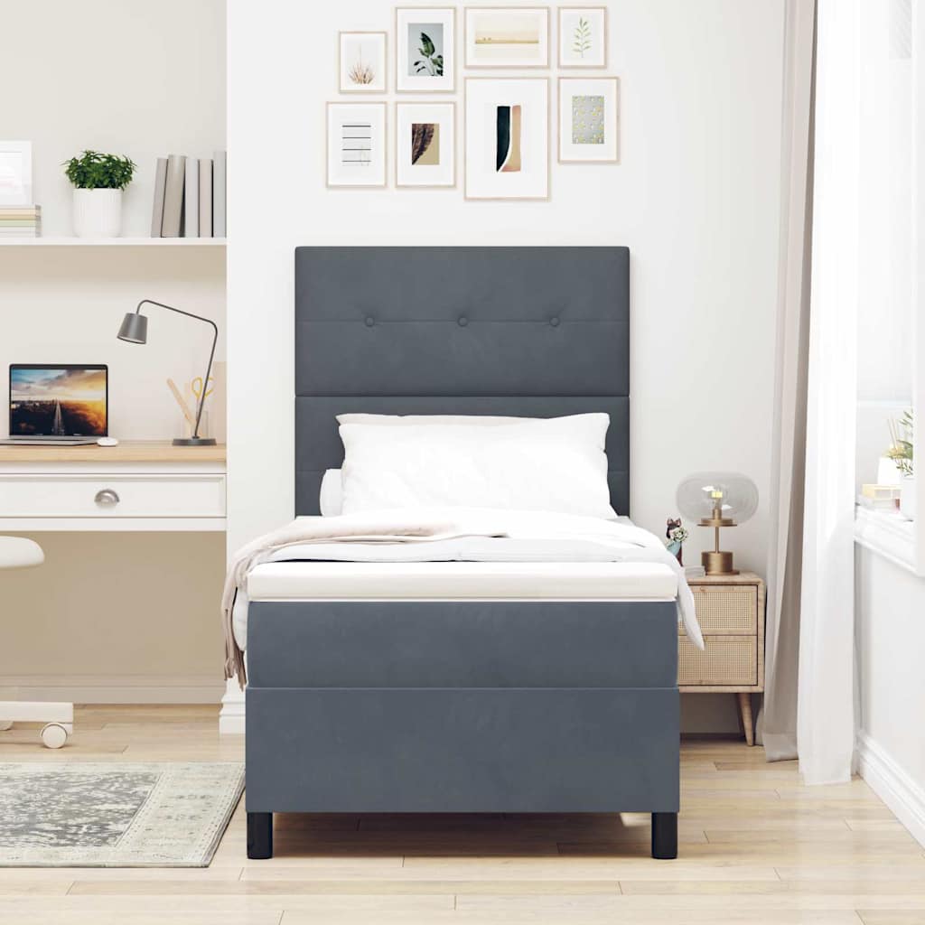 Boxspringbed met matras Donkergrijs 80 x 200 cm Fluweel is nu te koop bij PeponiXL, paradijselijk wonen!