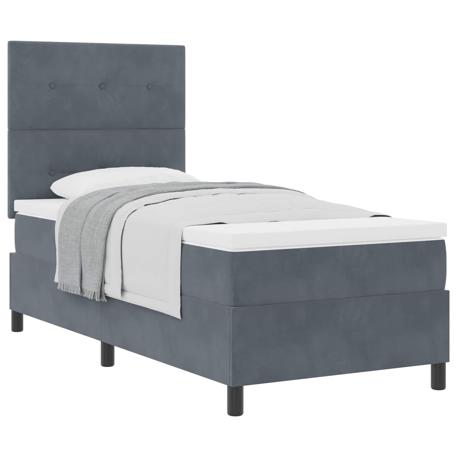 Boxspringbed met matras Donkergrijs 80 x 200 cm Fluweel is nu te koop bij PeponiXL, paradijselijk wonen!