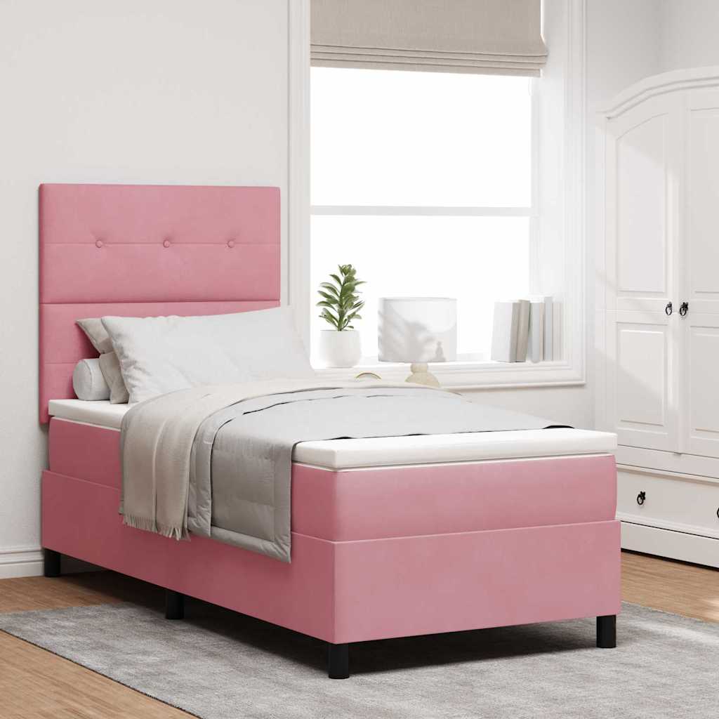 Boxspringbed met matras met hoofdeinde Roze 90 x 200 cm Fluweel is nu te koop bij PeponiXL, paradijselijk wonen!