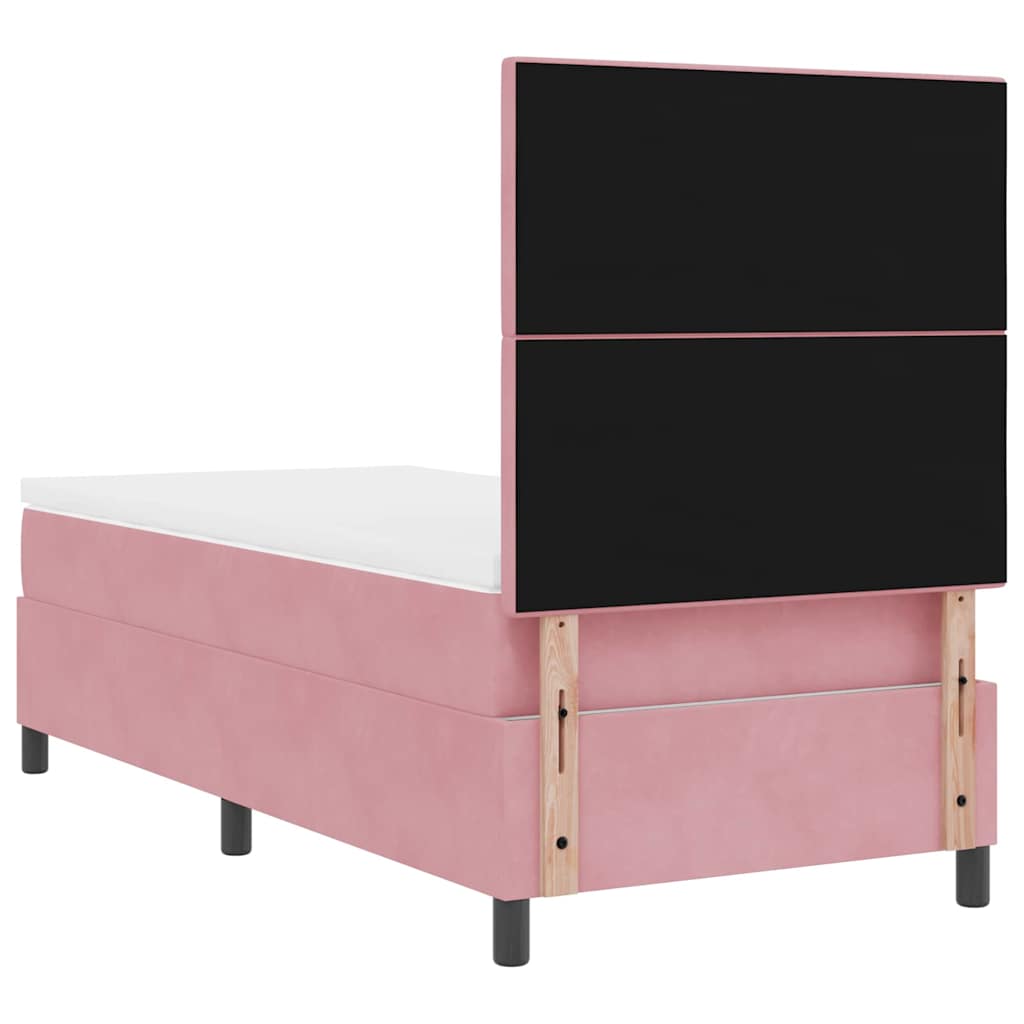 Boxspringbed met matras met hoofdeinde Roze 90 x 200 cm Fluweel is nu te koop bij PeponiXL, paradijselijk wonen!