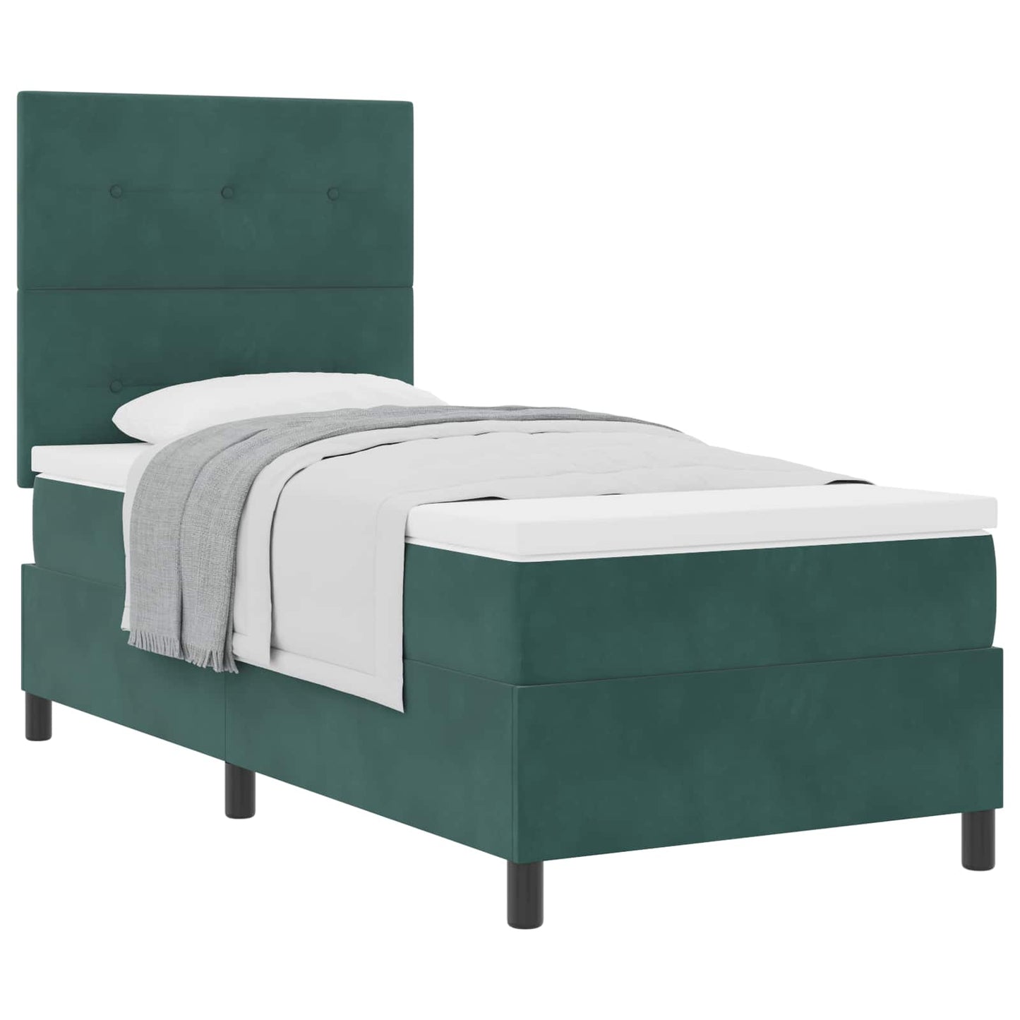 Boxspringbed met matras Donkergroen 100 x 200 cm Fluweel is nu te koop bij PeponiXL, paradijselijk wonen!