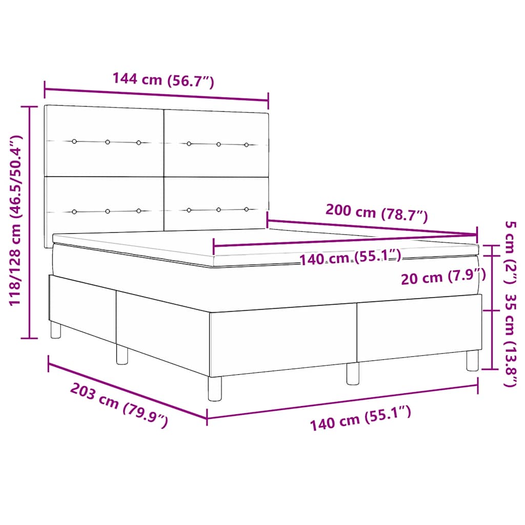 Boxspringbed met matras Donkerblauw 140 x 200 cm Fluweel is nu te koop bij PeponiXL, paradijselijk wonen!