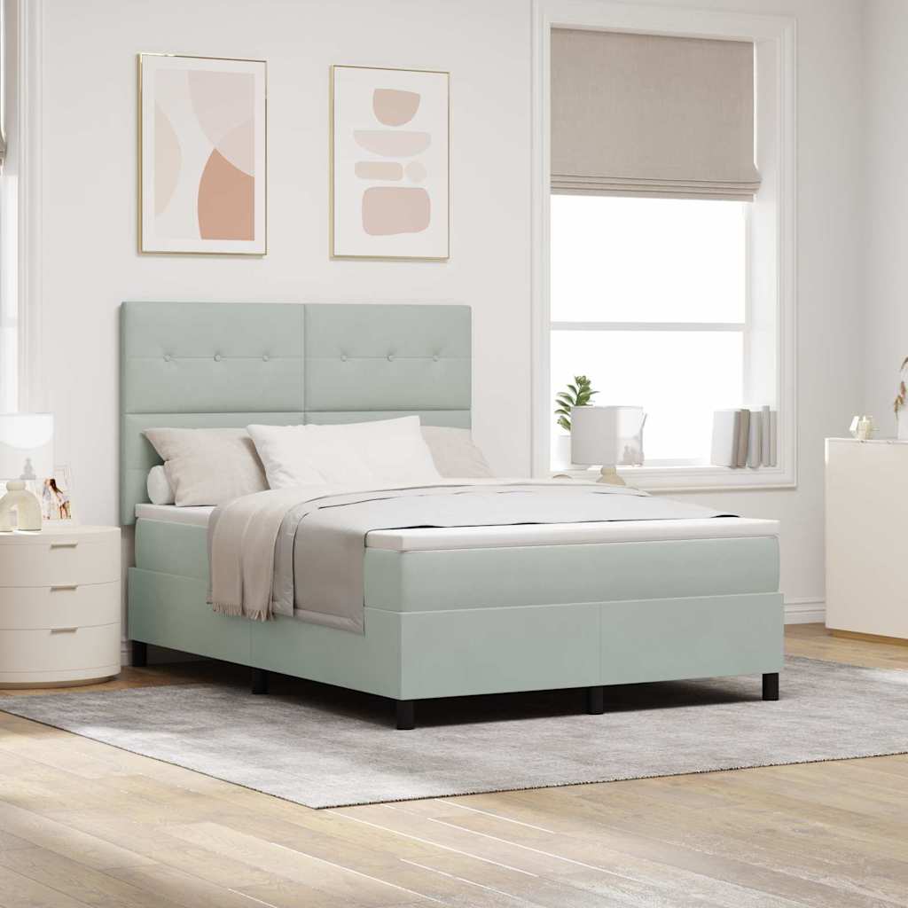 Boxspringbed met matras Lichtgrijs 160 x 200 cm Fluweel is nu te koop bij PeponiXL, paradijselijk wonen!