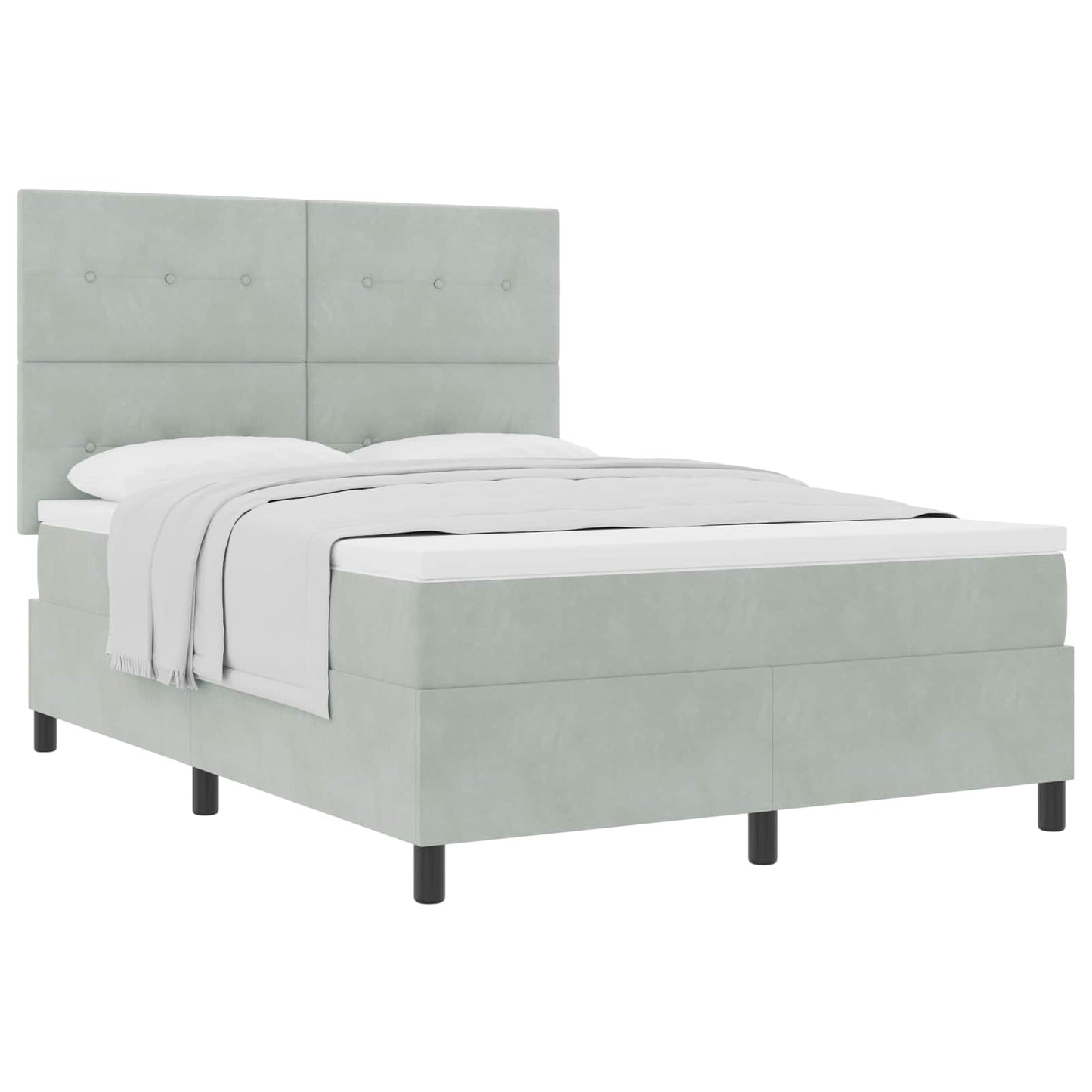 Boxspringbed met matras Lichtgrijs 160 x 200 cm Fluweel is nu te koop bij PeponiXL, paradijselijk wonen!