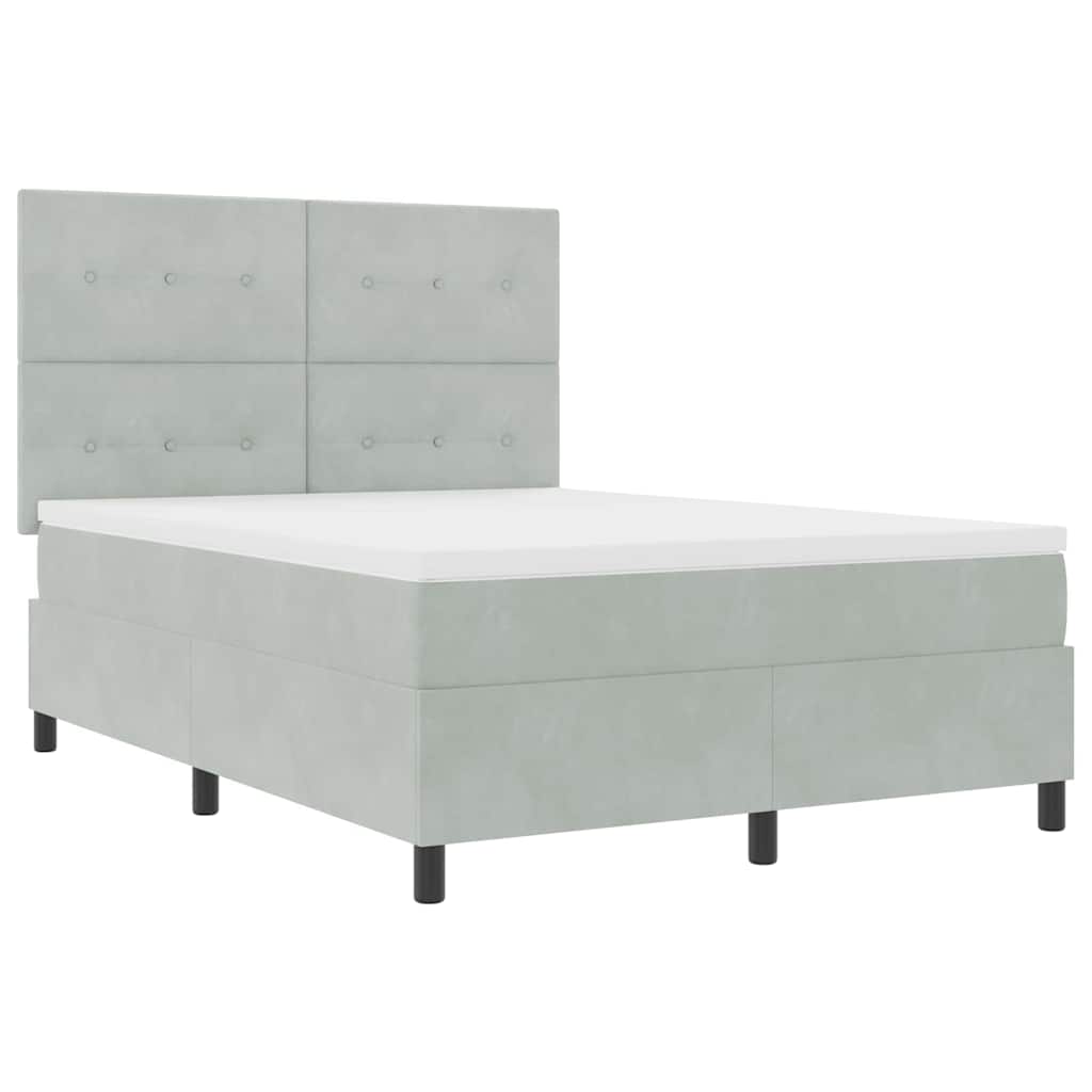 Boxspringbed met matras Lichtgrijs 160 x 200 cm Fluweel is nu te koop bij PeponiXL, paradijselijk wonen!