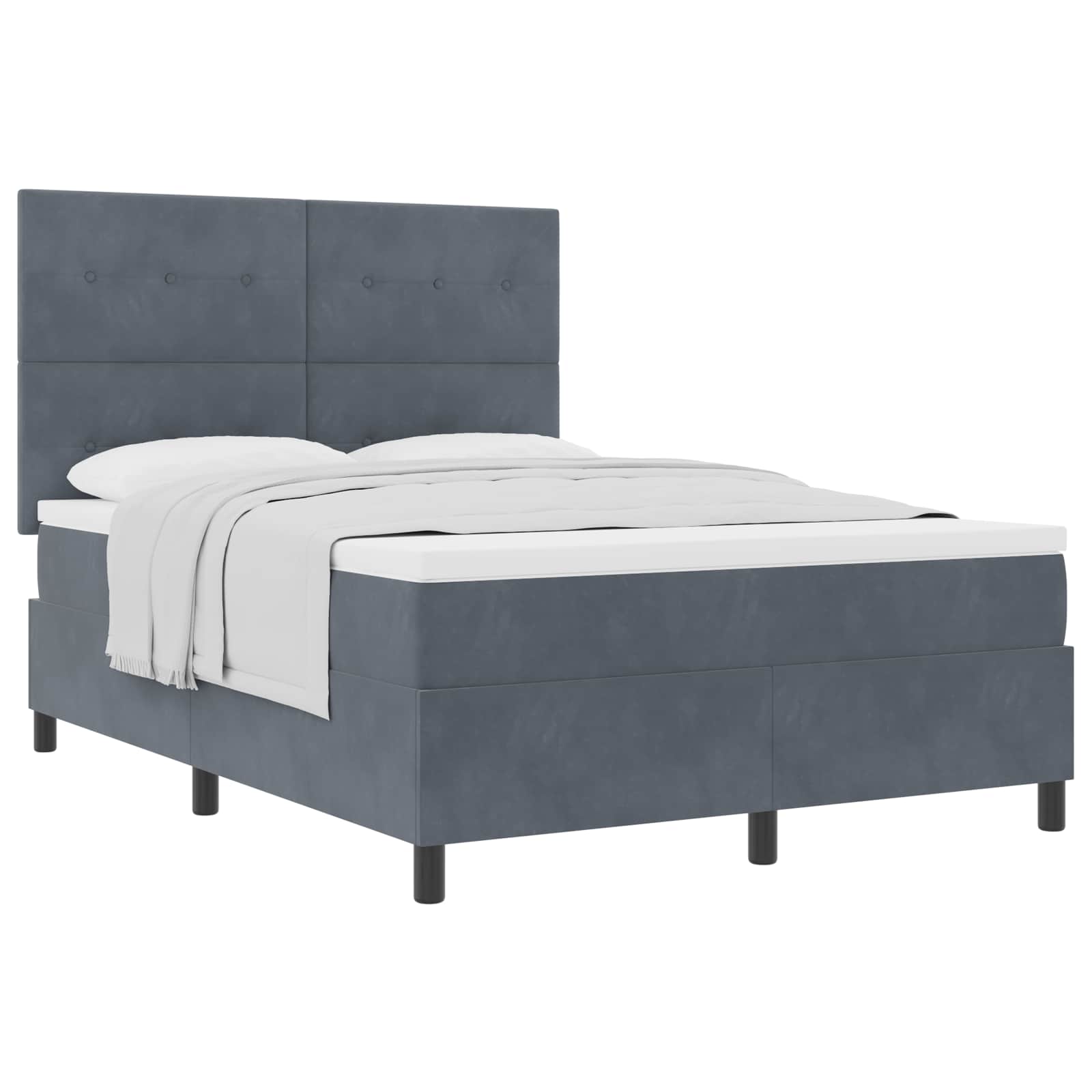 Boxspringbed met matras Donkergrijs 160 x 200 cm Fluweel is nu te koop bij PeponiXL, paradijselijk wonen!