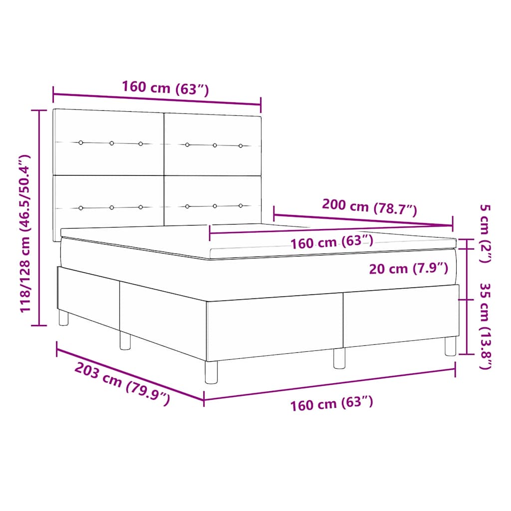 Boxspringbed met matras Donkergrijs 160 x 200 cm Fluweel is nu te koop bij PeponiXL, paradijselijk wonen!