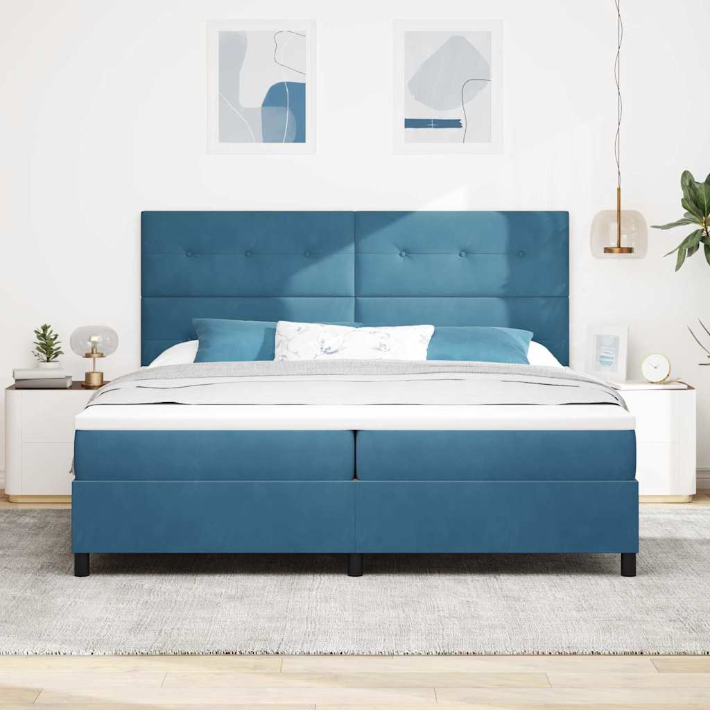 Boxspringbed met matras Donkerblauw 200 x 200 cm Fluweel is nu te koop bij PeponiXL, paradijselijk wonen!