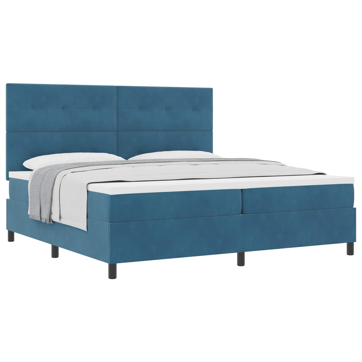 Boxspringbed met matras Donkerblauw 200 x 200 cm Fluweel is nu te koop bij PeponiXL, paradijselijk wonen!
