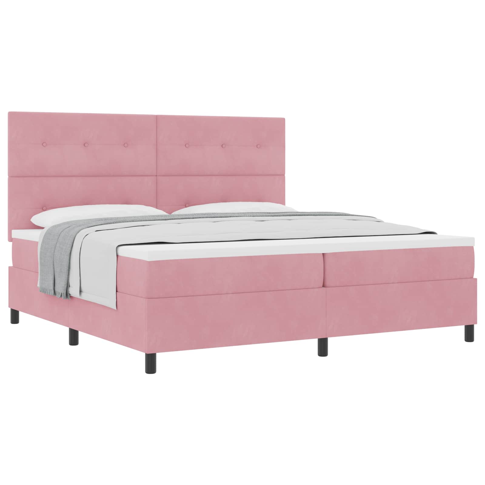 Boxspringbed met matras Roze 200 x 200 cm Fluweel is nu te koop bij PeponiXL, paradijselijk wonen!