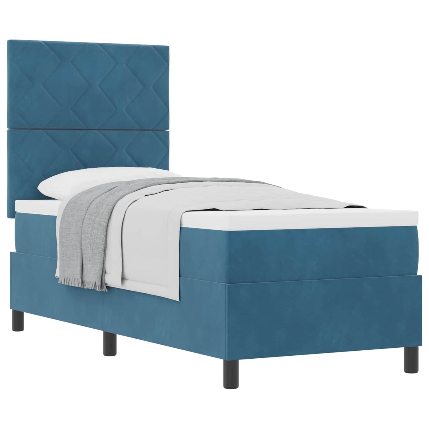 Boxspringbed met hoofdeinde Donkerblauw 80 x 200 cm Fluweel is nu te koop bij PeponiXL, paradijselijk wonen!