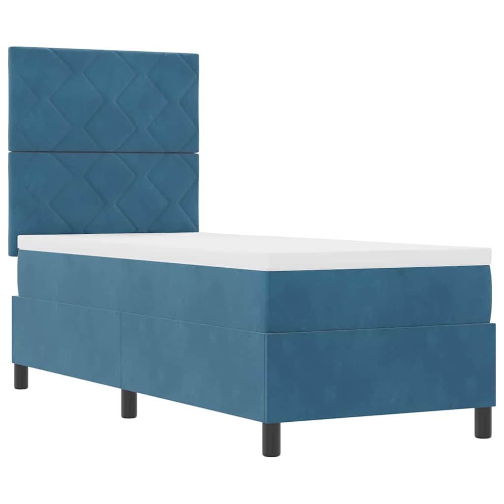 Boxspringbed met hoofdeinde Donkerblauw 80 x 200 cm Fluweel is nu te koop bij PeponiXL, paradijselijk wonen!