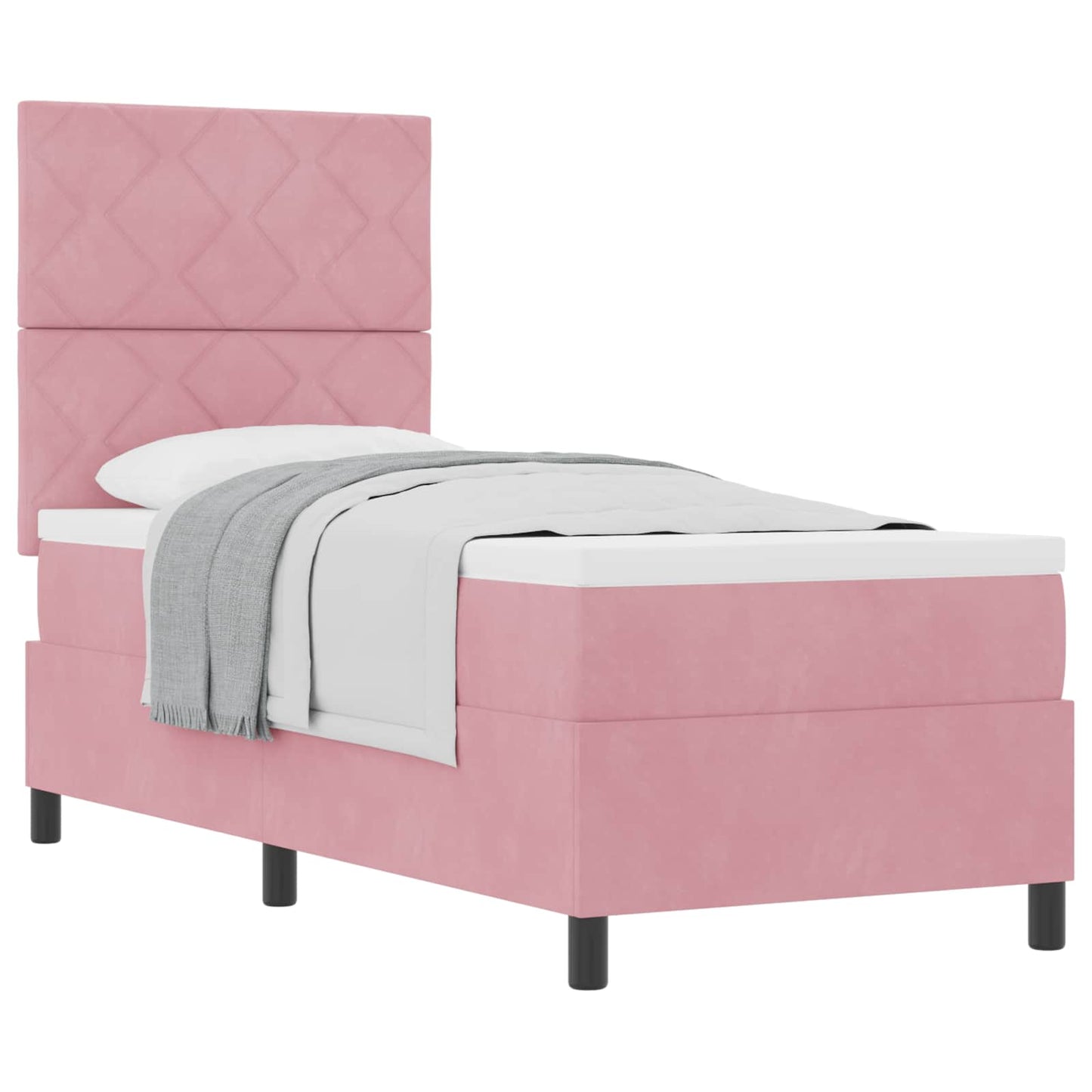 Boxspringbed met matras met hoofdeinde Roze 80 x 200 cm Fluweel is nu te koop bij PeponiXL, paradijselijk wonen!