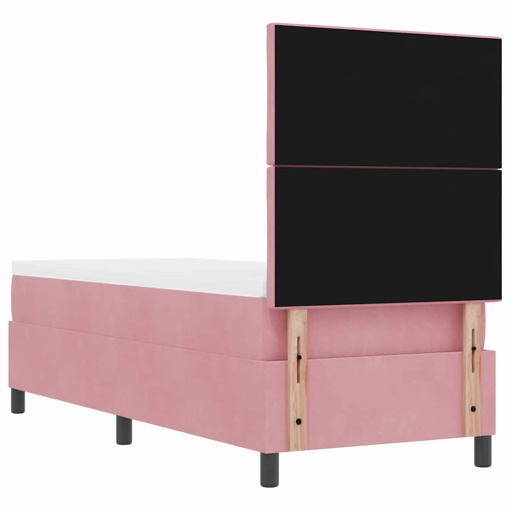 Boxspringbed met matras met hoofdeinde Roze 80 x 200 cm Fluweel is nu te koop bij PeponiXL, paradijselijk wonen!