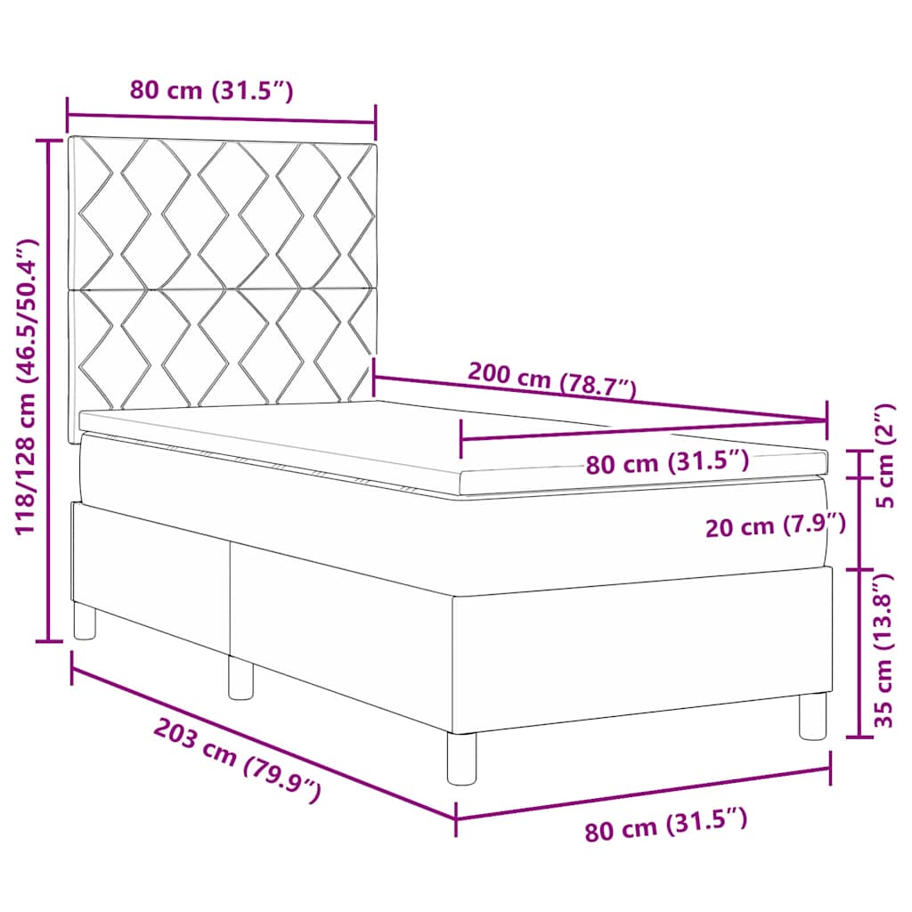 Boxspringbed met matras met hoofdeinde Roze 80 x 200 cm Fluweel is nu te koop bij PeponiXL, paradijselijk wonen!