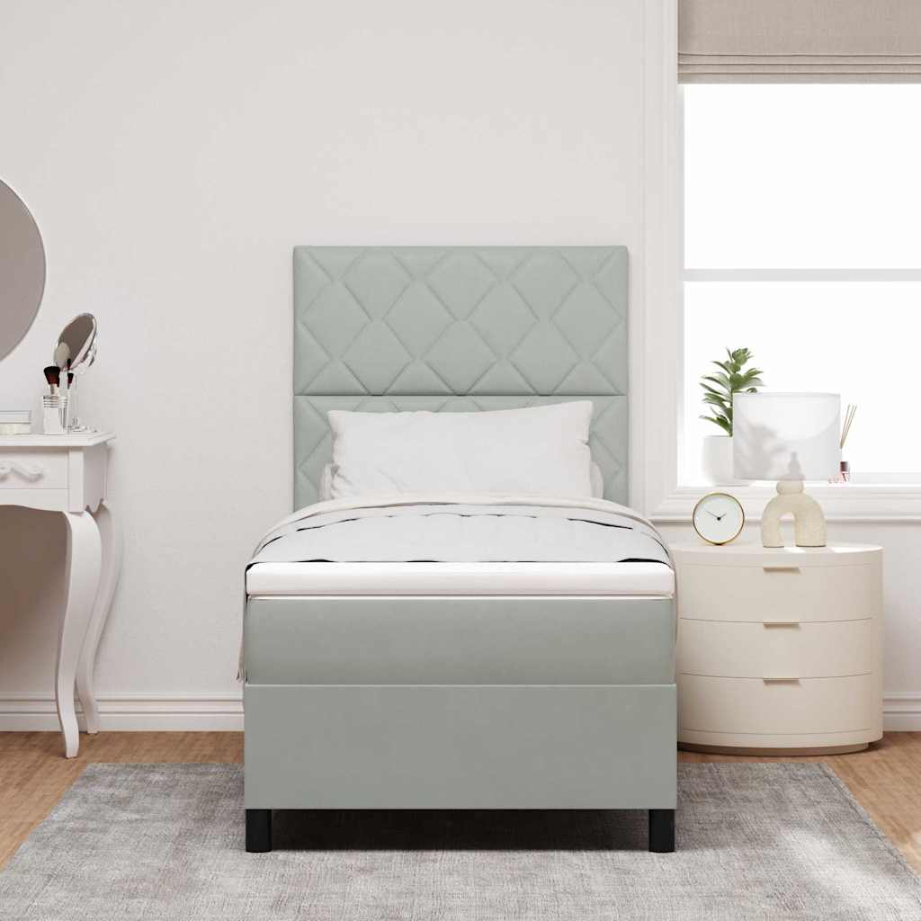 Boxspringbed met matras Lichtgrijs 90 x 190 cm Fluweel is nu te koop bij PeponiXL, paradijselijk wonen!