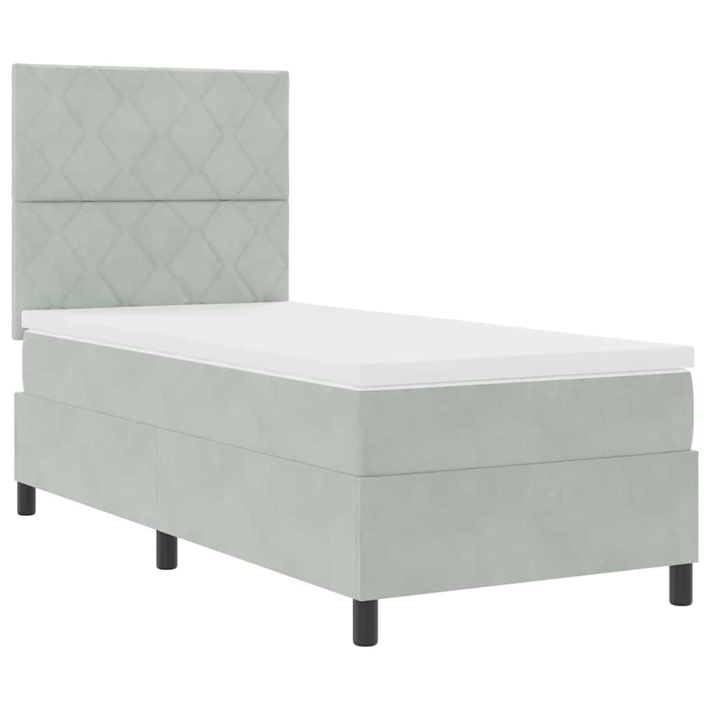 Boxspringbed met matras Lichtgrijs 90 x 190 cm Fluweel is nu te koop bij PeponiXL, paradijselijk wonen!