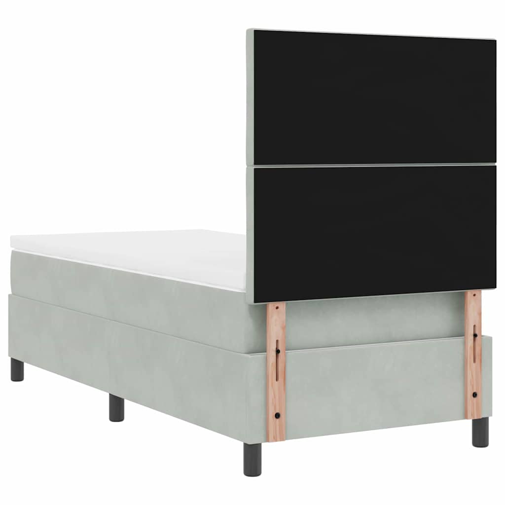 Boxspringbed met matras Lichtgrijs 90 x 190 cm Fluweel is nu te koop bij PeponiXL, paradijselijk wonen!