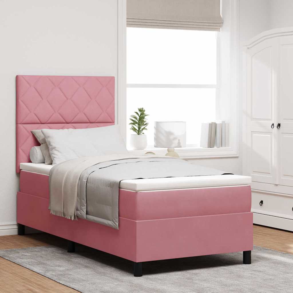Boxspringbed met hoofdeinde Roze 90 x 190 cm Fluweel