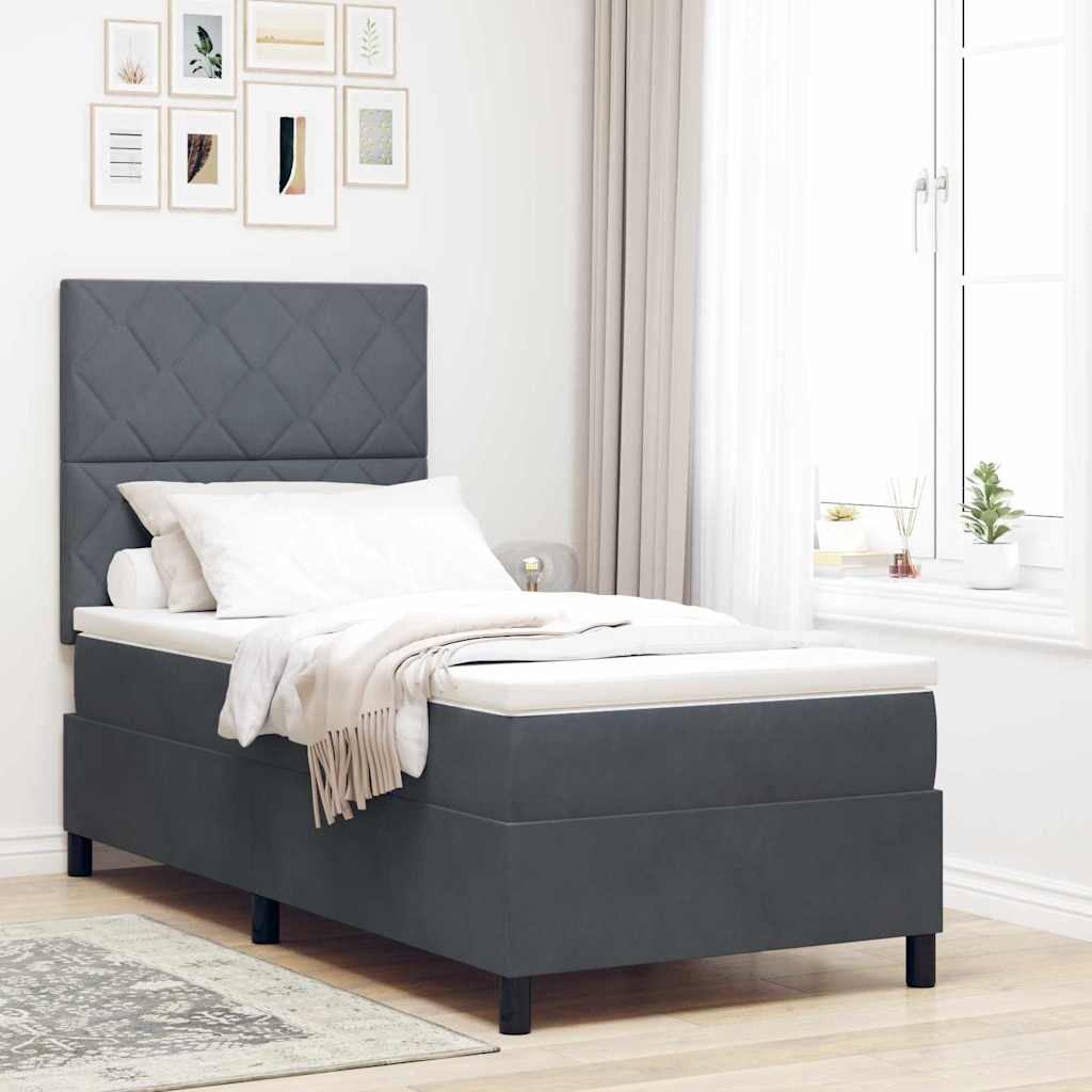 Boxspringbed met matras Donkergrijs 90 x 200 cm Fluweel is nu te koop bij PeponiXL, paradijselijk wonen!