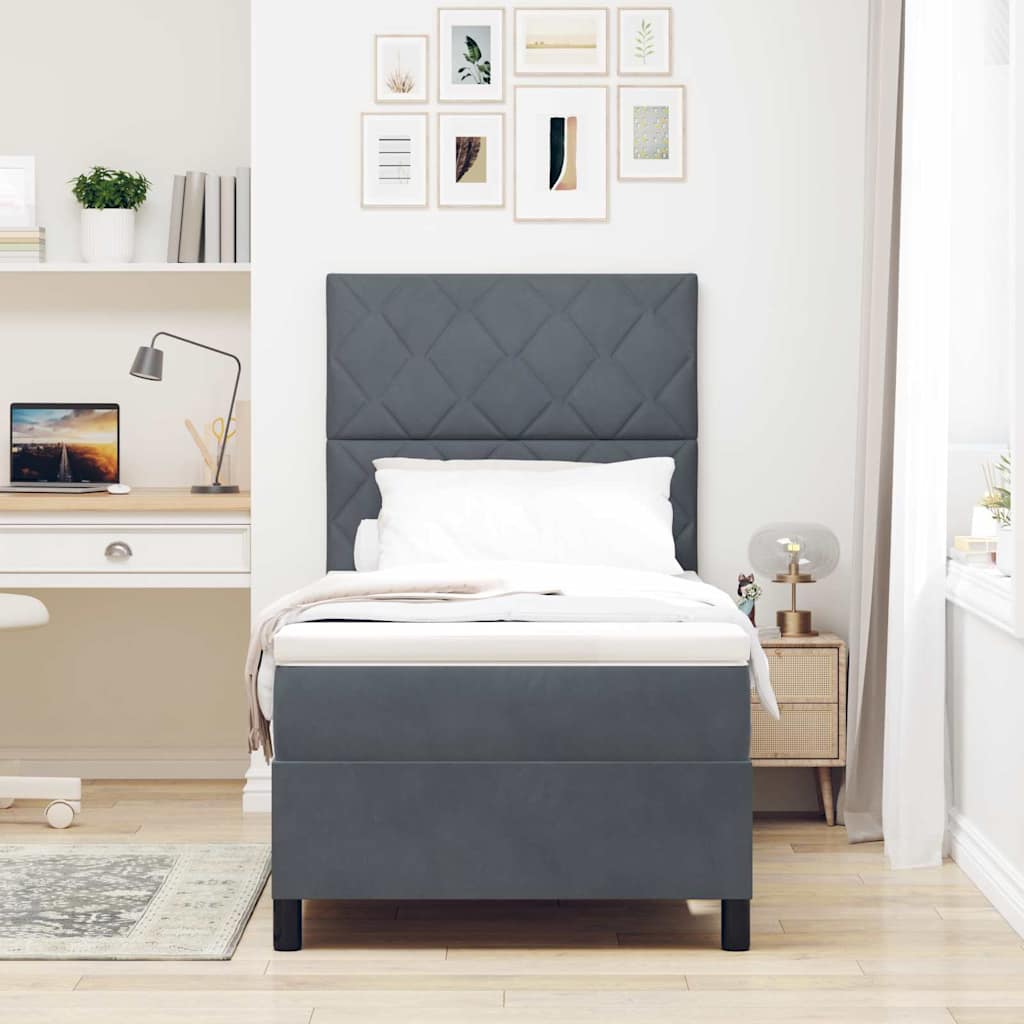 Boxspringbed met matras Donkergrijs 90 x 200 cm Fluweel is nu te koop bij PeponiXL, paradijselijk wonen!