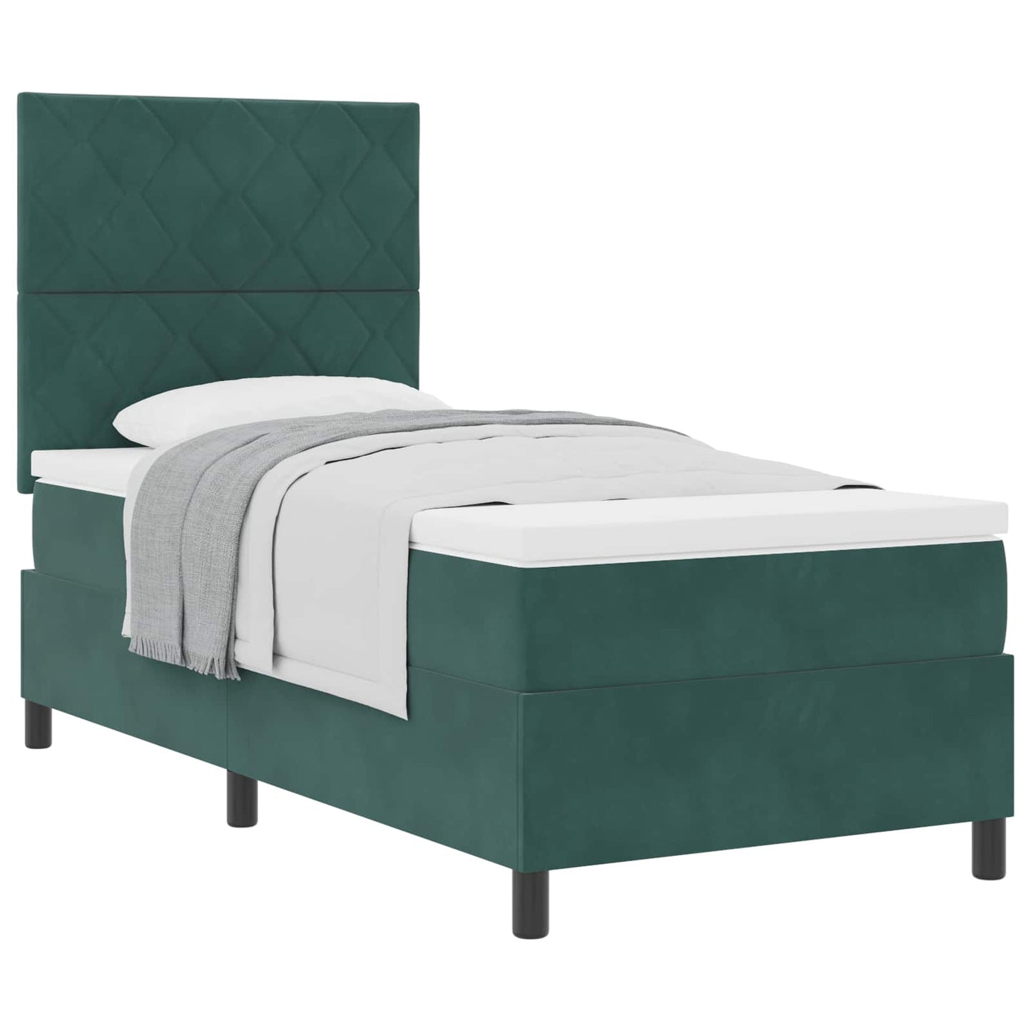 Boxspringbed met matras Donkergroen 90 x 200 cm Fluweel is nu te koop bij PeponiXL, paradijselijk wonen!