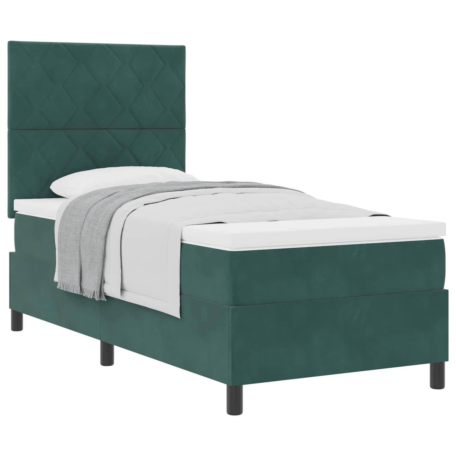 Boxspringbed met matras Donkergroen 90 x 200 cm Fluweel is nu te koop bij PeponiXL, paradijselijk wonen!