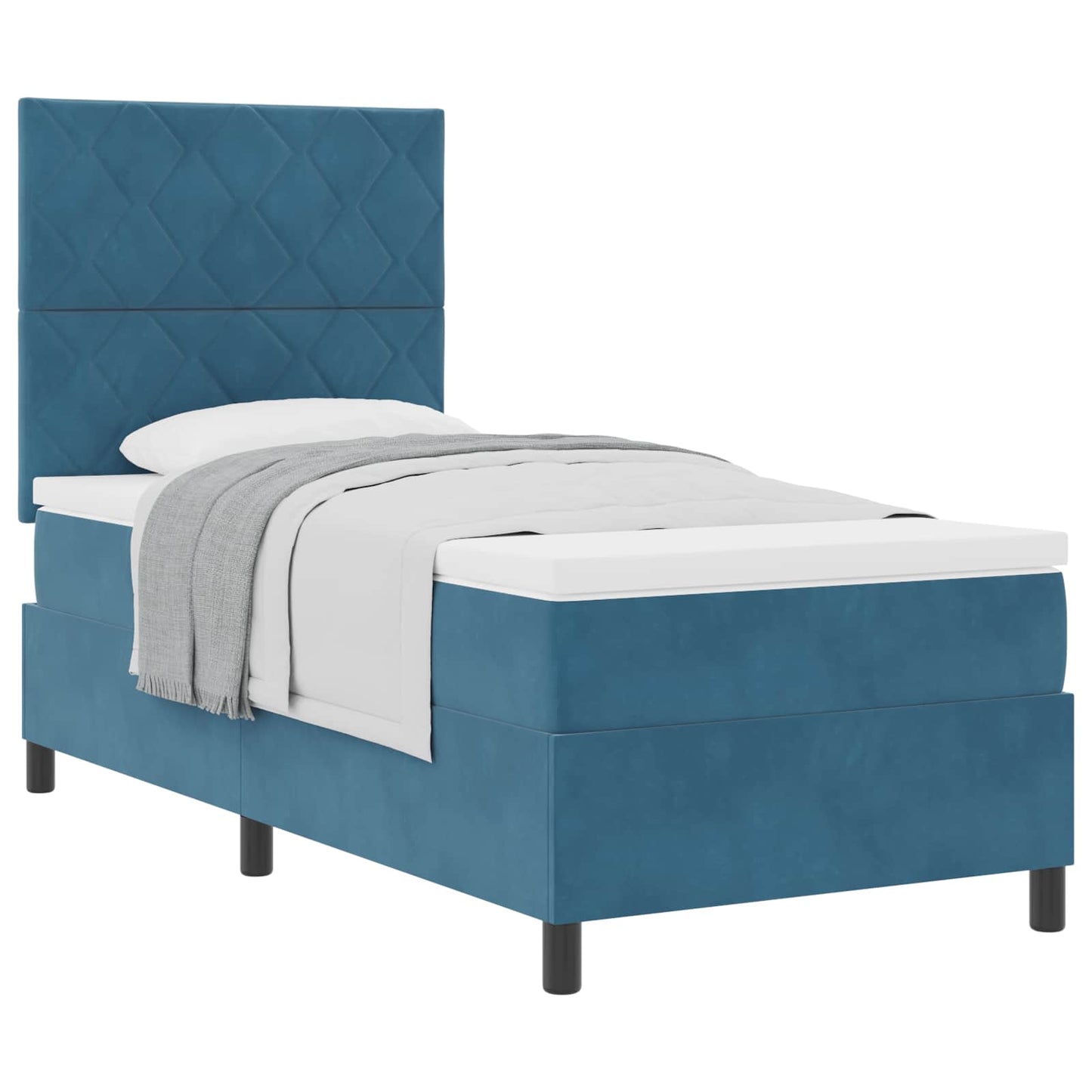 Boxspringbed met matras Donkerblauw 90 x 200 cm Fluweel is nu te koop bij PeponiXL, paradijselijk wonen!