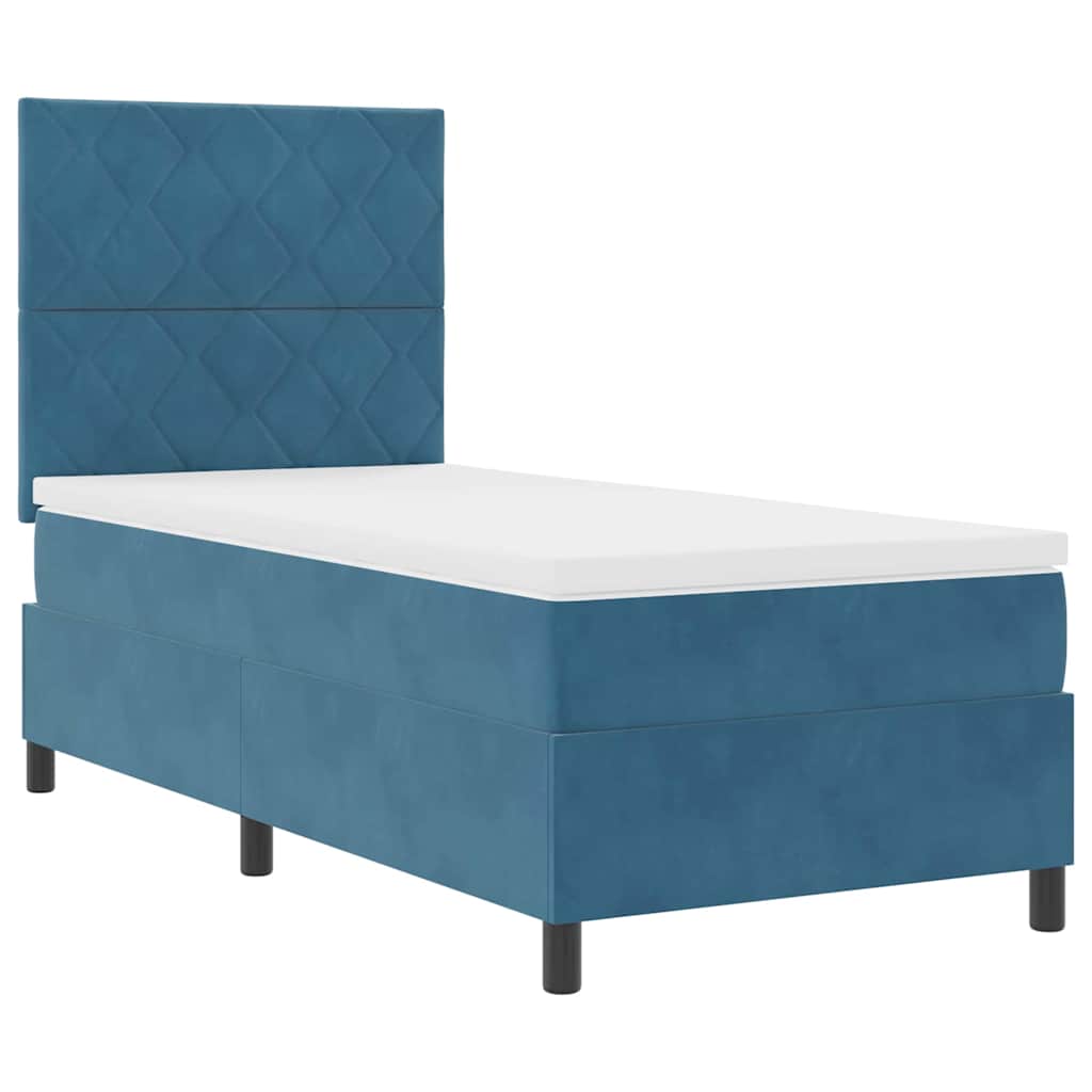Boxspringbed met matras Donkerblauw 90 x 200 cm Fluweel is nu te koop bij PeponiXL, paradijselijk wonen!