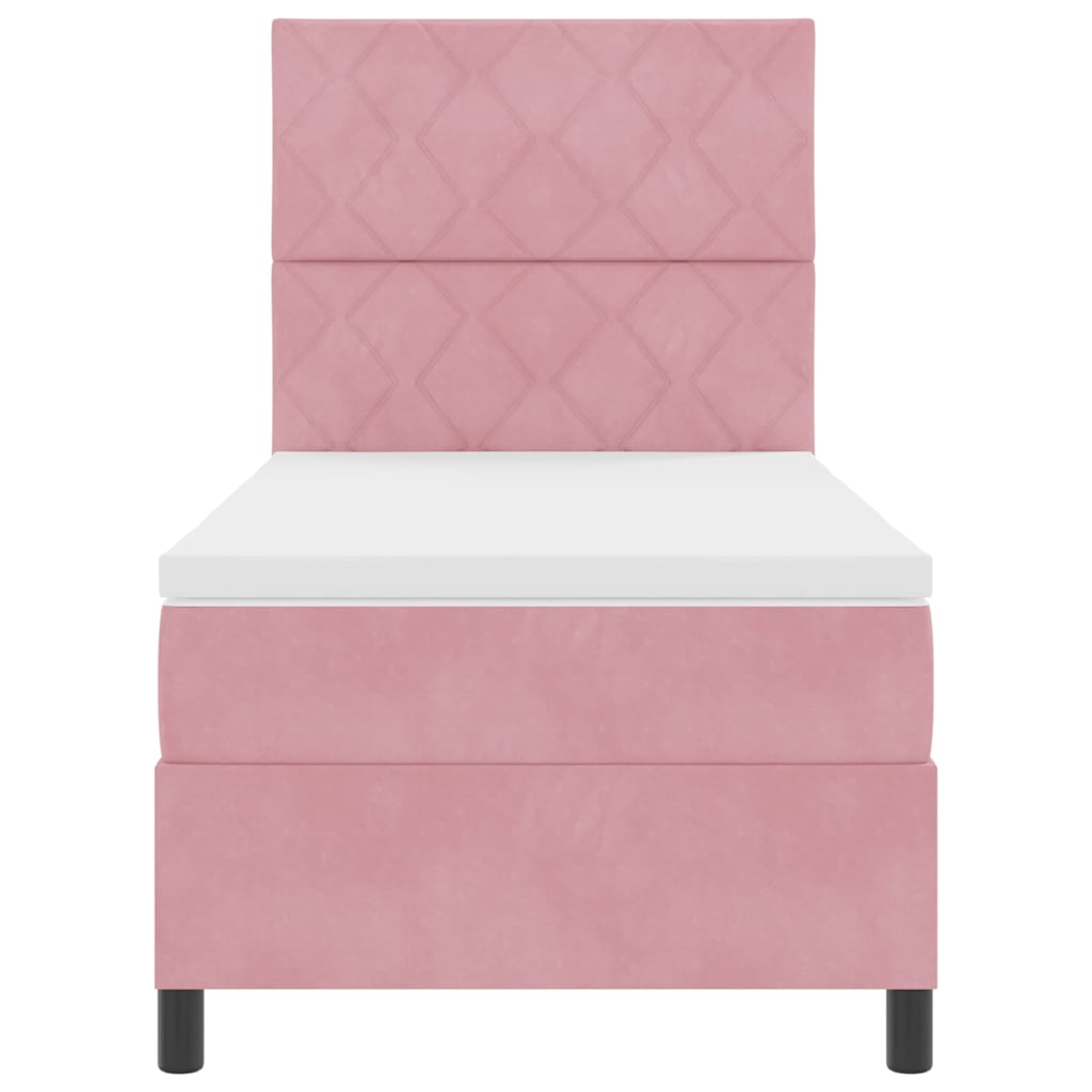 Boxspringbed met matras met hoofdeinde Roze 90 x 200 cm Fluweel is nu te koop bij PeponiXL, paradijselijk wonen!