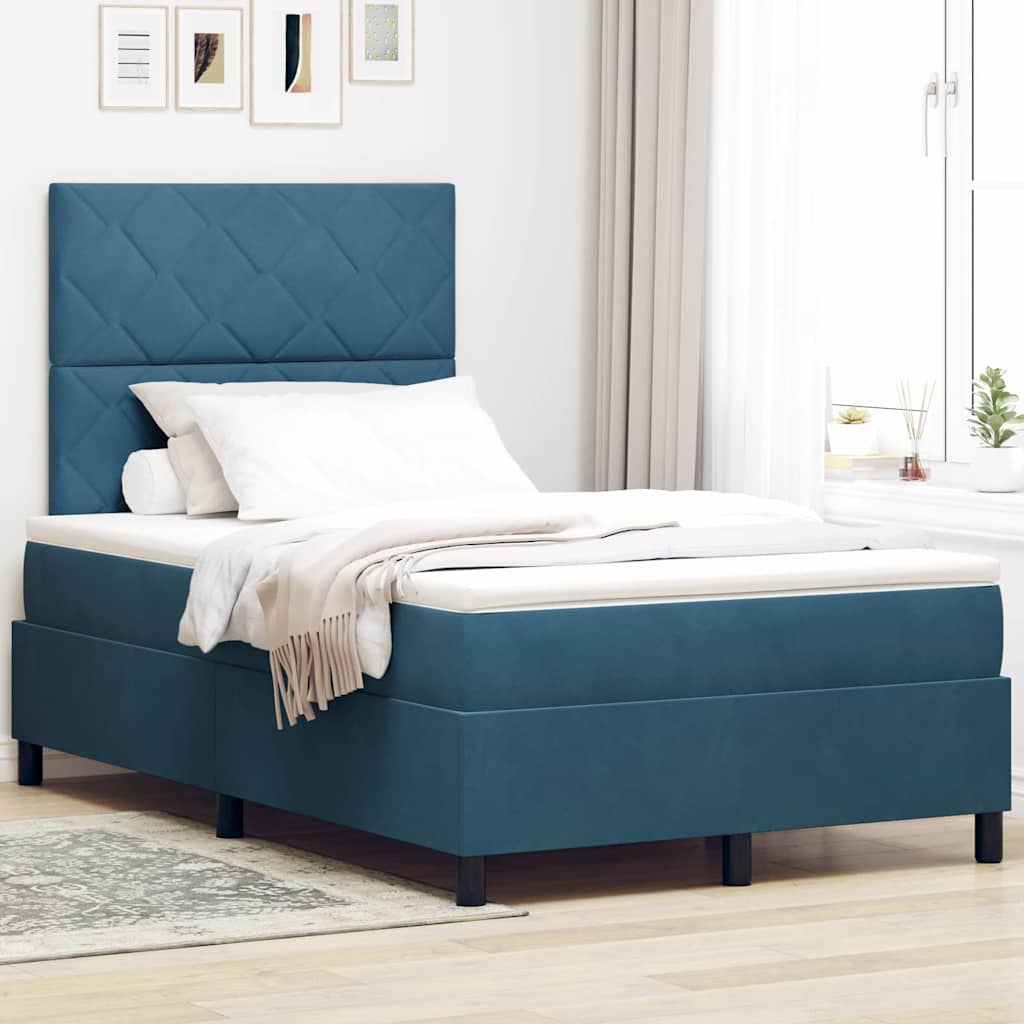 Boxspringbed met matras Donkerblauw 120 x 200 cm Fluweel is nu te koop bij PeponiXL, paradijselijk wonen!