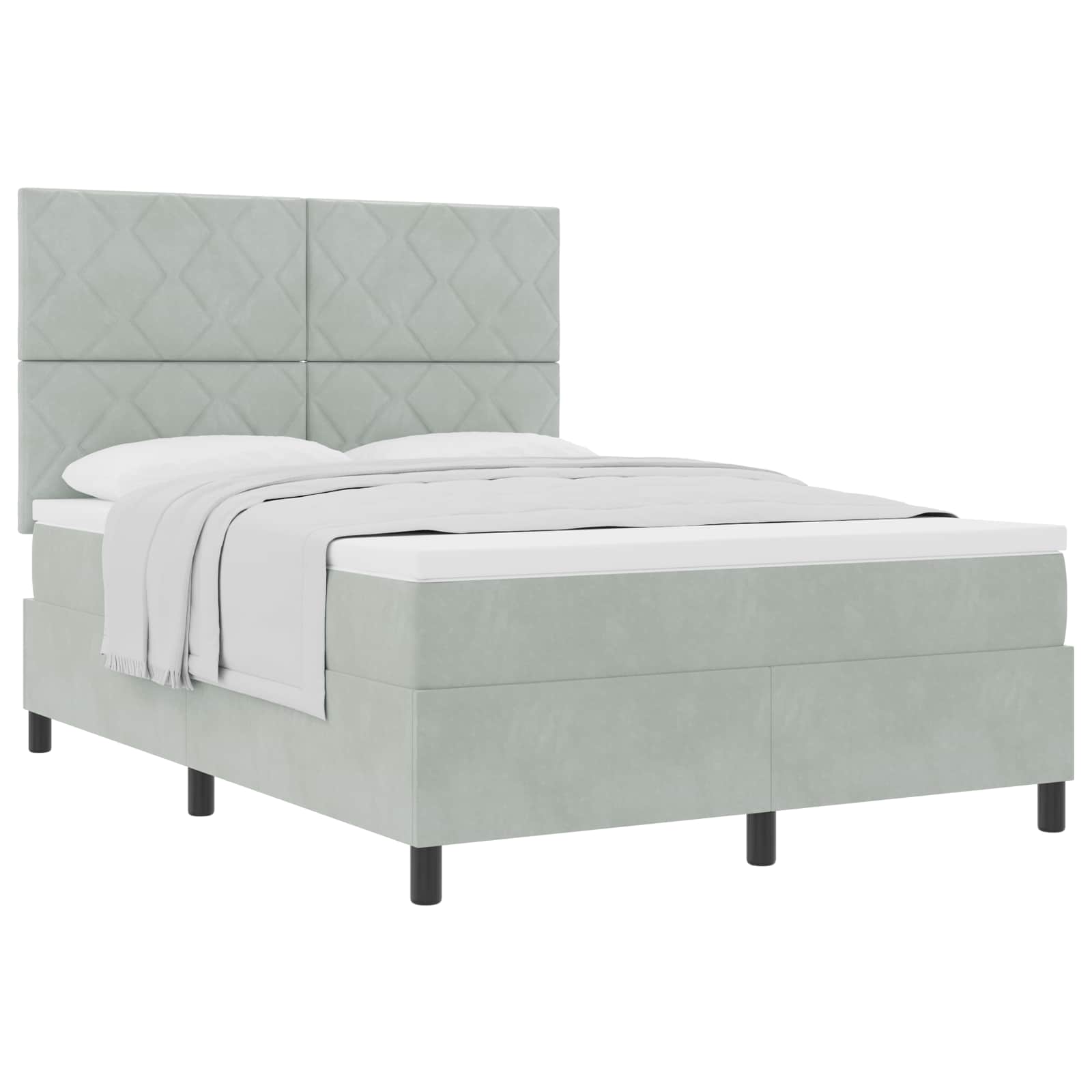 Boxspringbed met matras Lichtgrijs 140 x 190 cm Fluweel is nu te koop bij PeponiXL, paradijselijk wonen!
