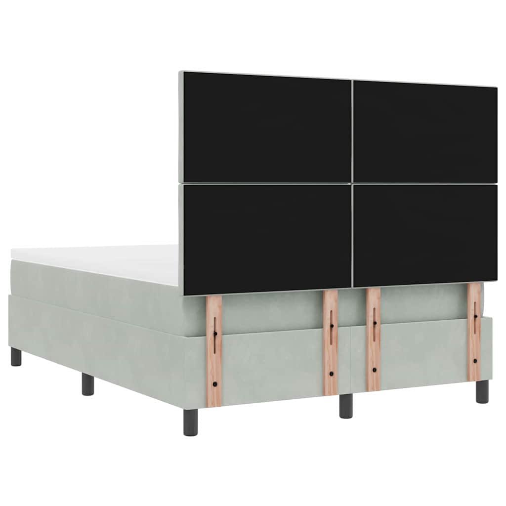 Boxspringbed met matras Lichtgrijs 140 x 190 cm Fluweel is nu te koop bij PeponiXL, paradijselijk wonen!