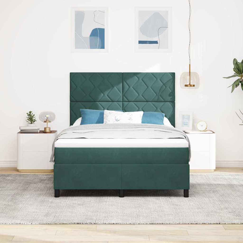 Boxspringbed met matras Donkergroen 140 x 190 cm Fluweel is nu te koop bij PeponiXL, paradijselijk wonen!