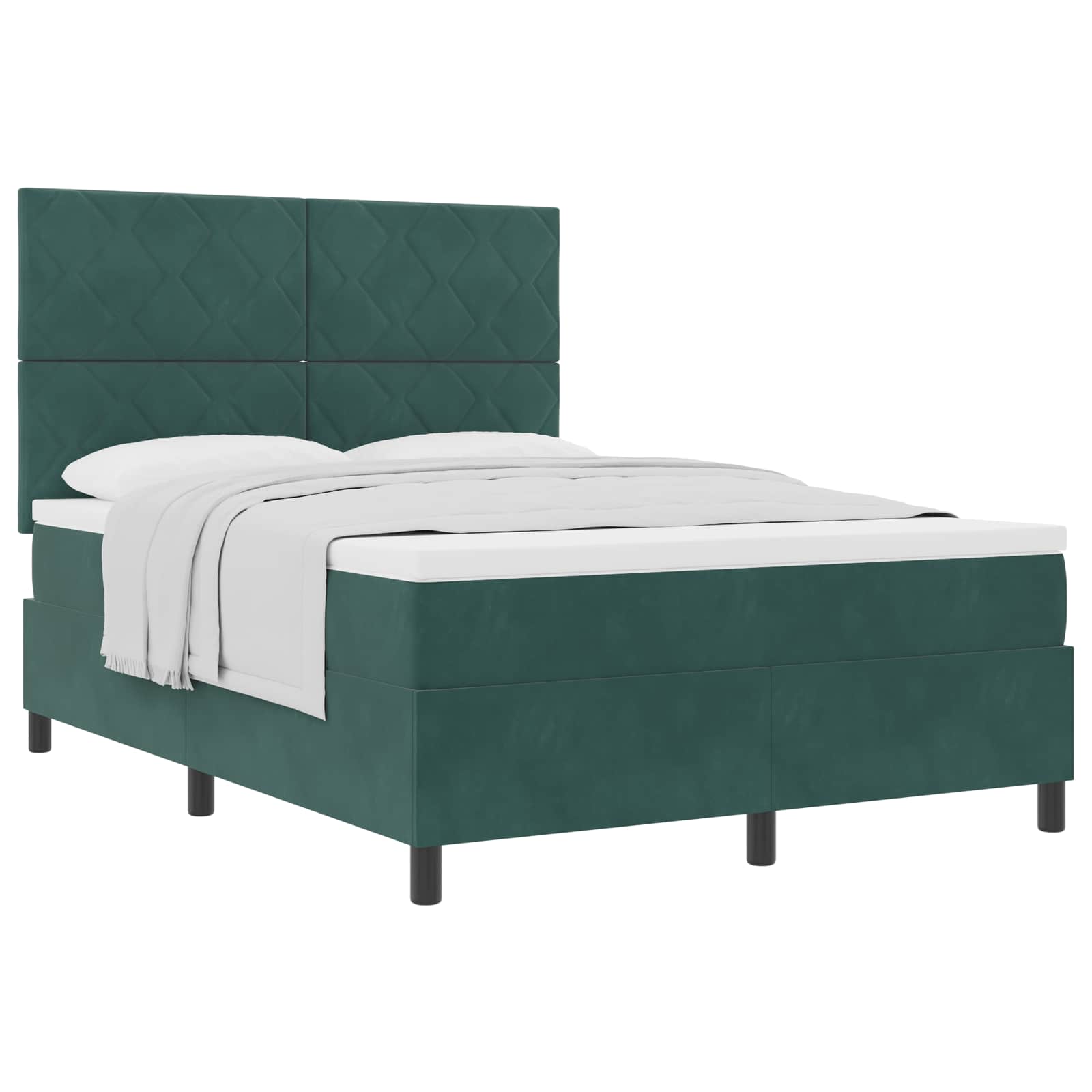 Boxspringbed met matras Donkergroen 140 x 190 cm Fluweel is nu te koop bij PeponiXL, paradijselijk wonen!