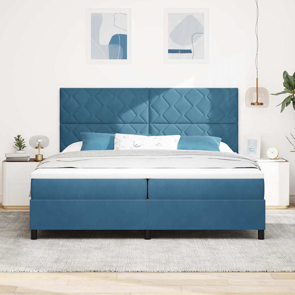Boxspringbed met matras Donkerblauw 200 x 200 cm Fluweel is nu te koop bij PeponiXL, paradijselijk wonen!