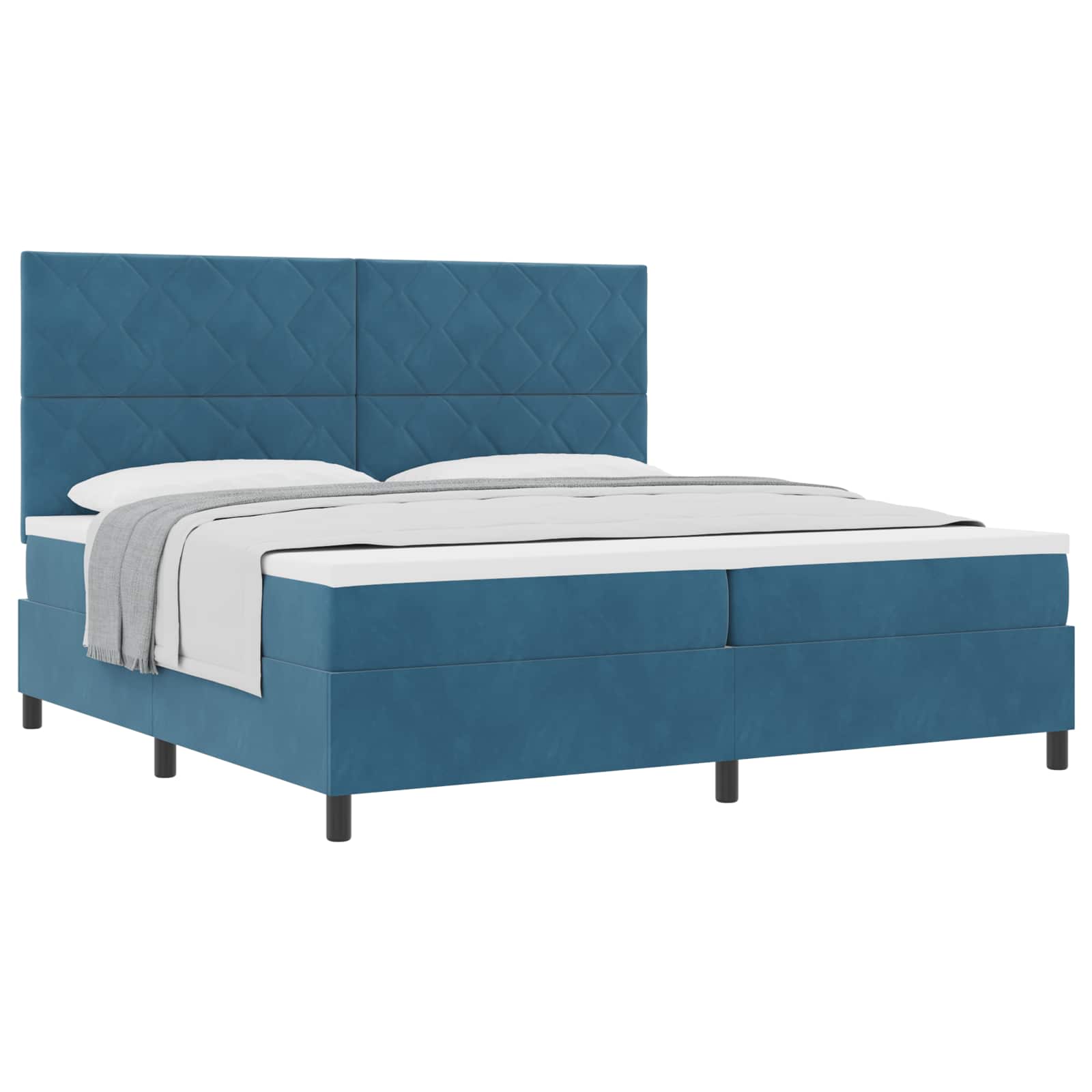Boxspringbed met matras Donkerblauw 200 x 200 cm Fluweel is nu te koop bij PeponiXL, paradijselijk wonen!