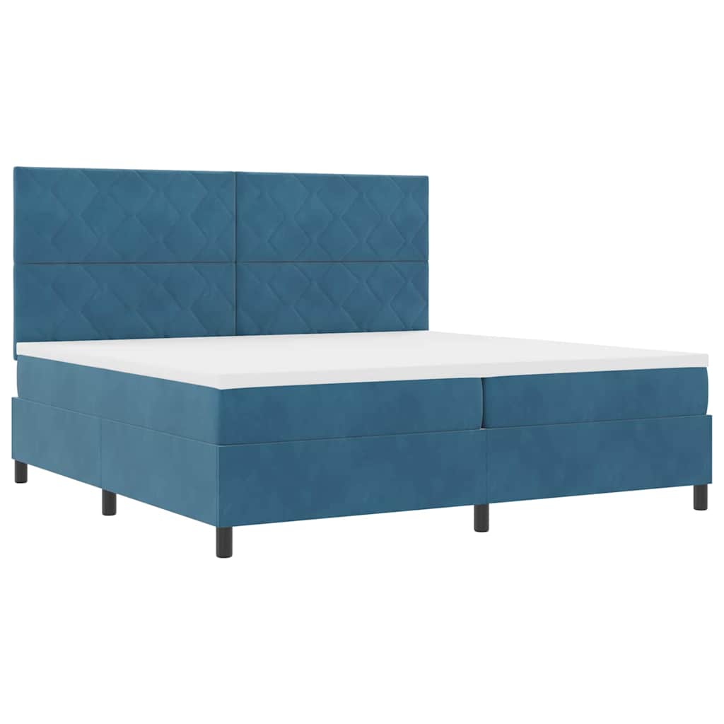 Boxspringbed met matras Donkerblauw 200 x 200 cm Fluweel is nu te koop bij PeponiXL, paradijselijk wonen!