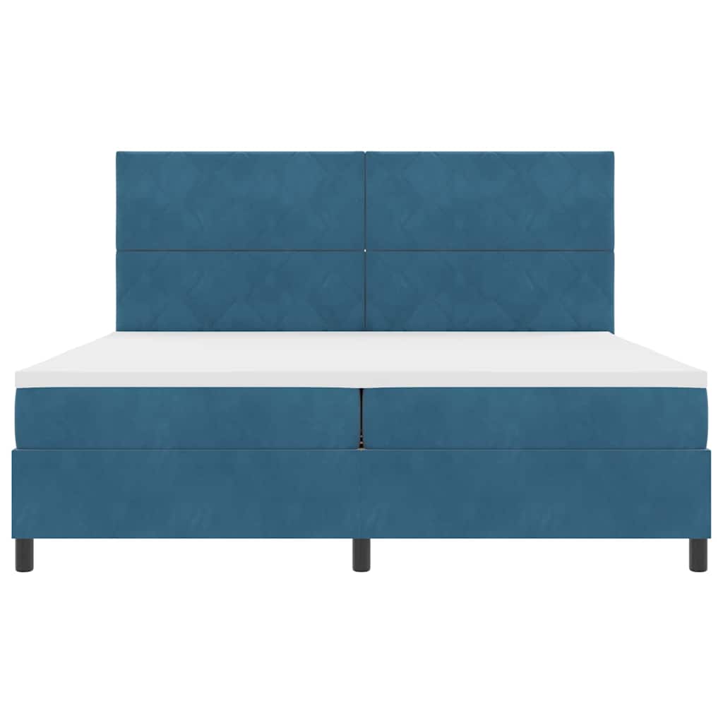 Boxspringbed met matras Donkerblauw 200 x 200 cm Fluweel is nu te koop bij PeponiXL, paradijselijk wonen!
