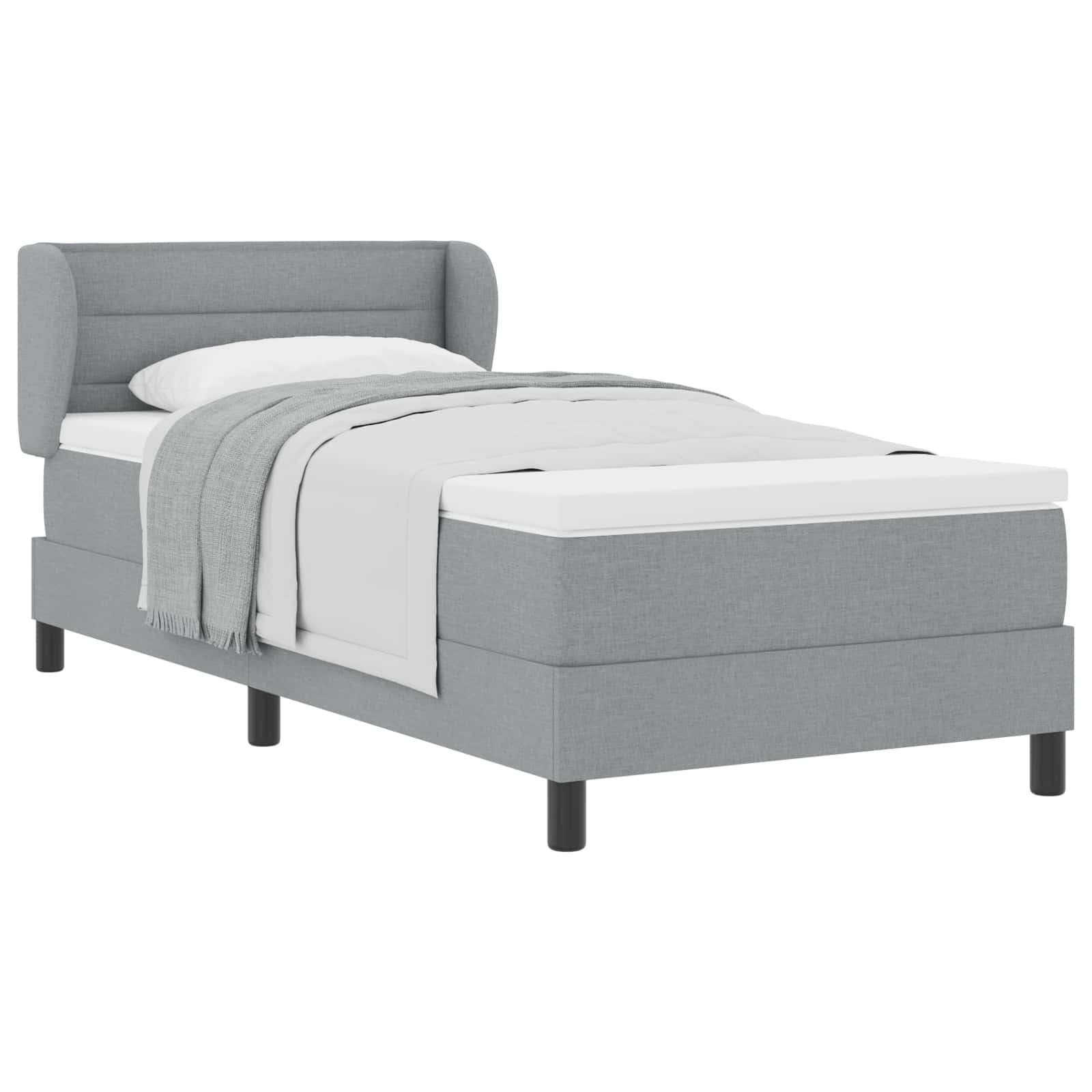 Boxspringbed met matras Lichtgrijs 90 x 190 cm Stof is nu te koop bij PeponiXL, paradijselijk wonen!