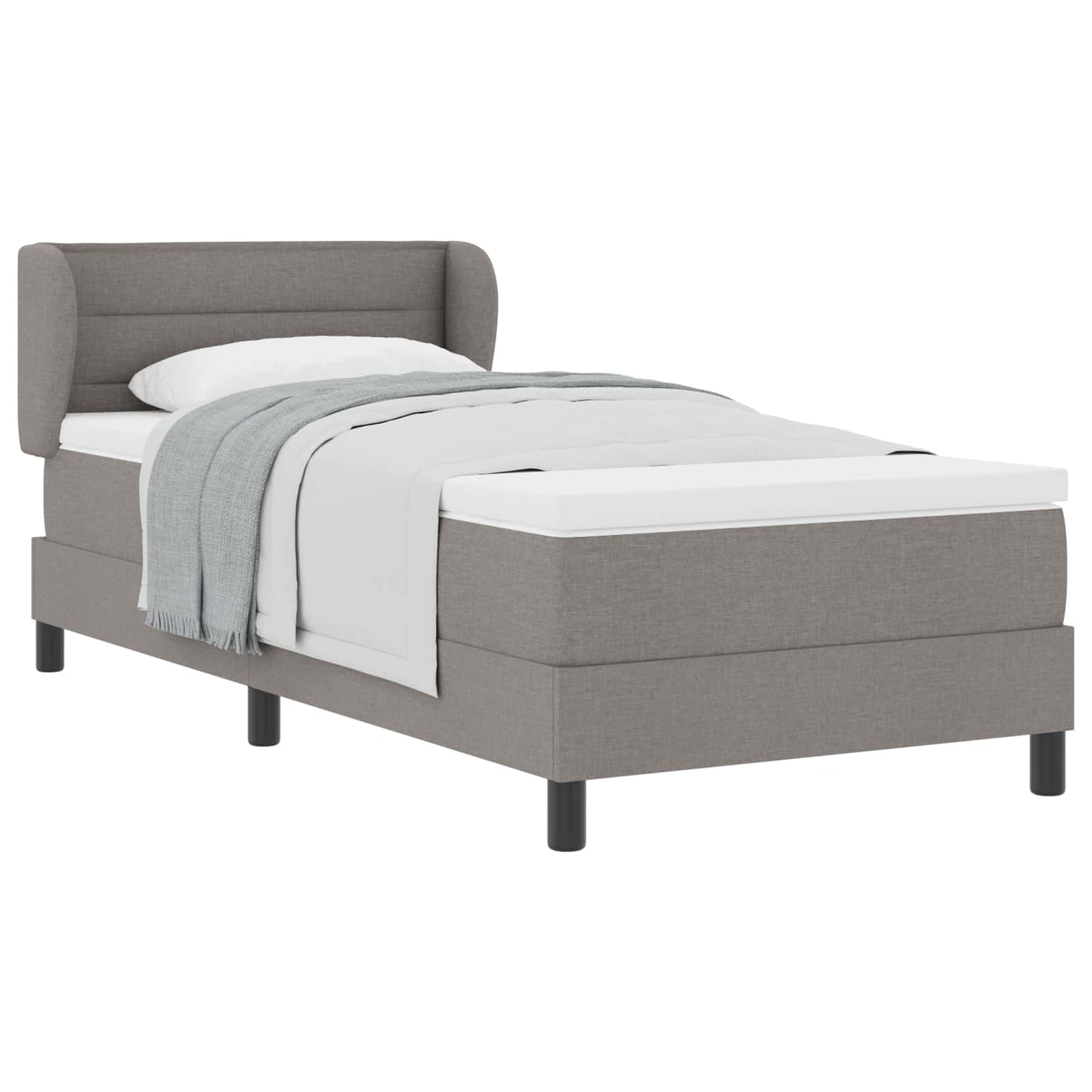 Boxspringbed met matras met hoofdeinde Taupe 90 x 190 cm Stof is nu te koop bij PeponiXL, paradijselijk wonen!