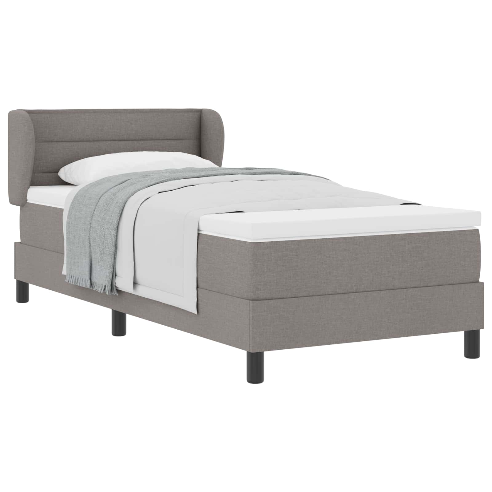 Boxspringbed met matras met hoofdeinde Taupe 90 x 190 cm Stof is nu te koop bij PeponiXL, paradijselijk wonen!