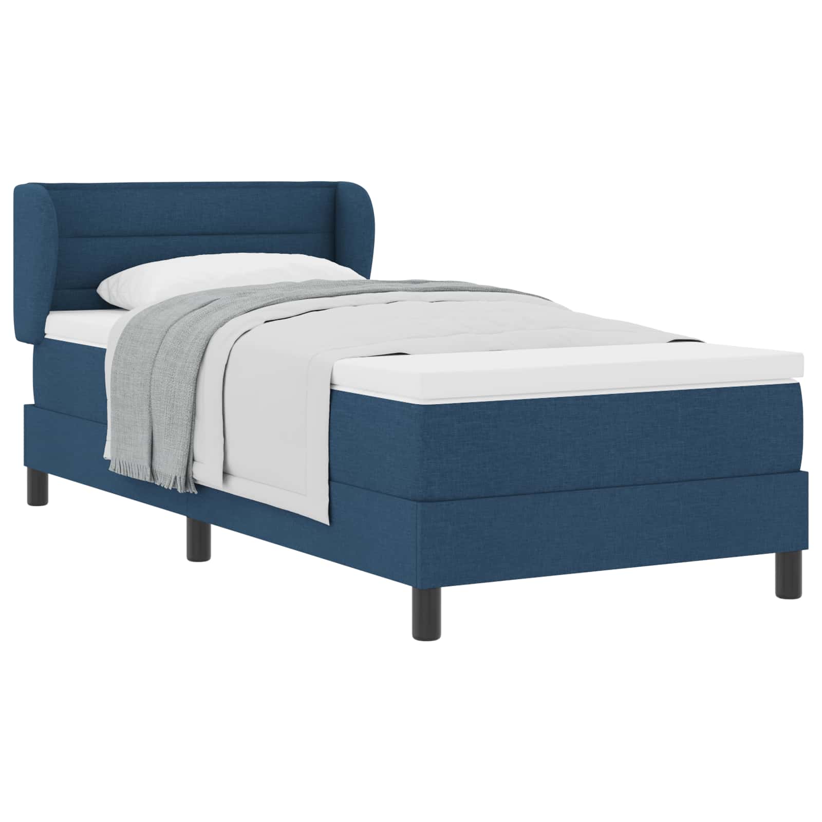 Boxspringbed met matras met hoofdeinde Blauw 90 x 190 cm Stof is nu te koop bij PeponiXL, paradijselijk wonen!
